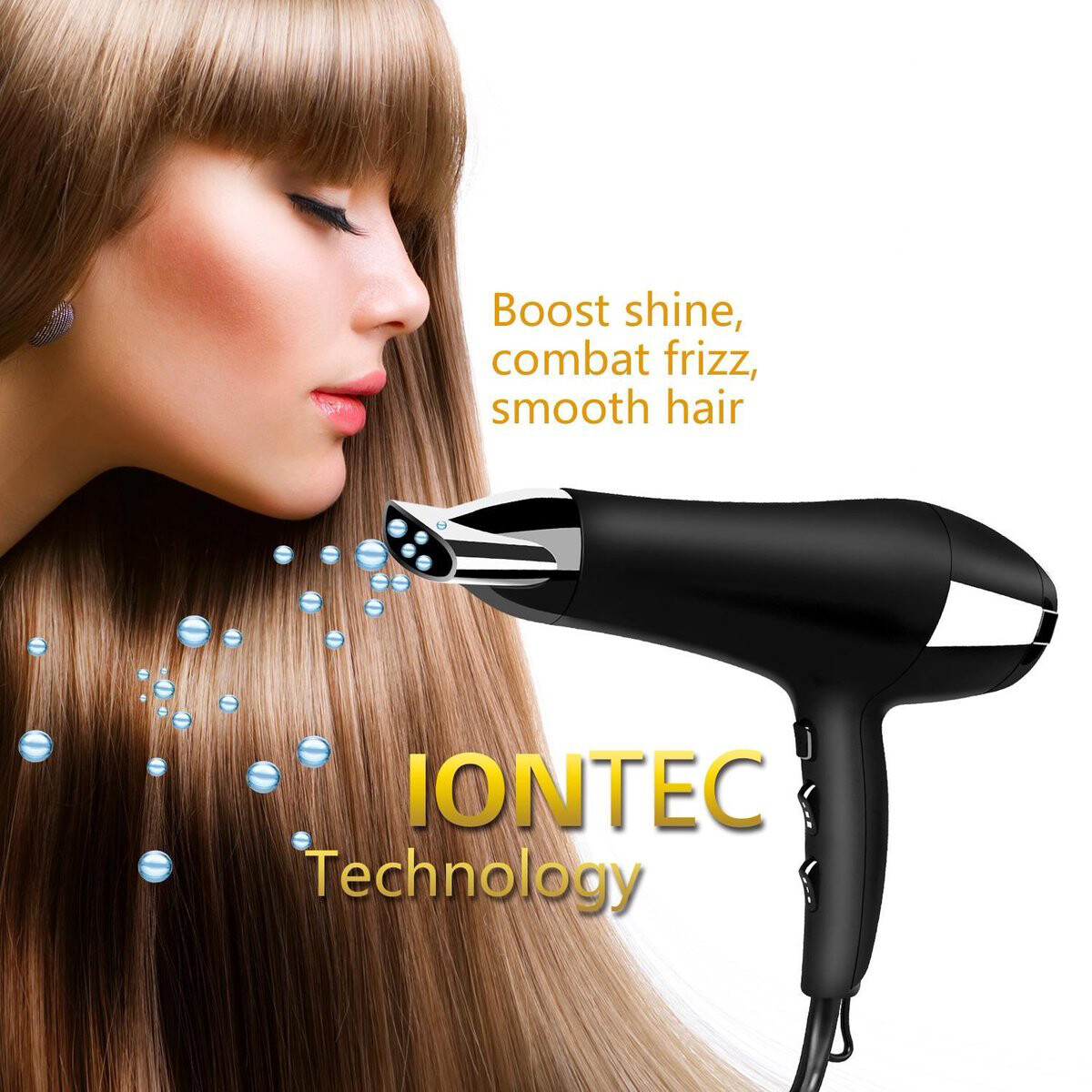 Sèche-cheveux ionique - Aigi Monia - Sèche-cheveux avec Diffuseur - 2400 Watt - Noir