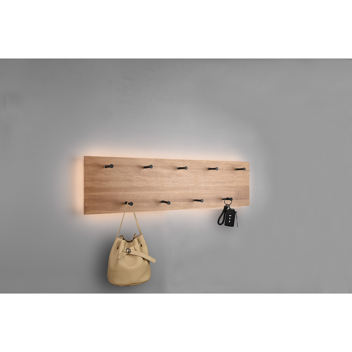 Porte-manteau - Trion Sammy - Porte-manteau Suspendu avec Éclairage LED - 10W - Blanc Chaud 3000K - Brun