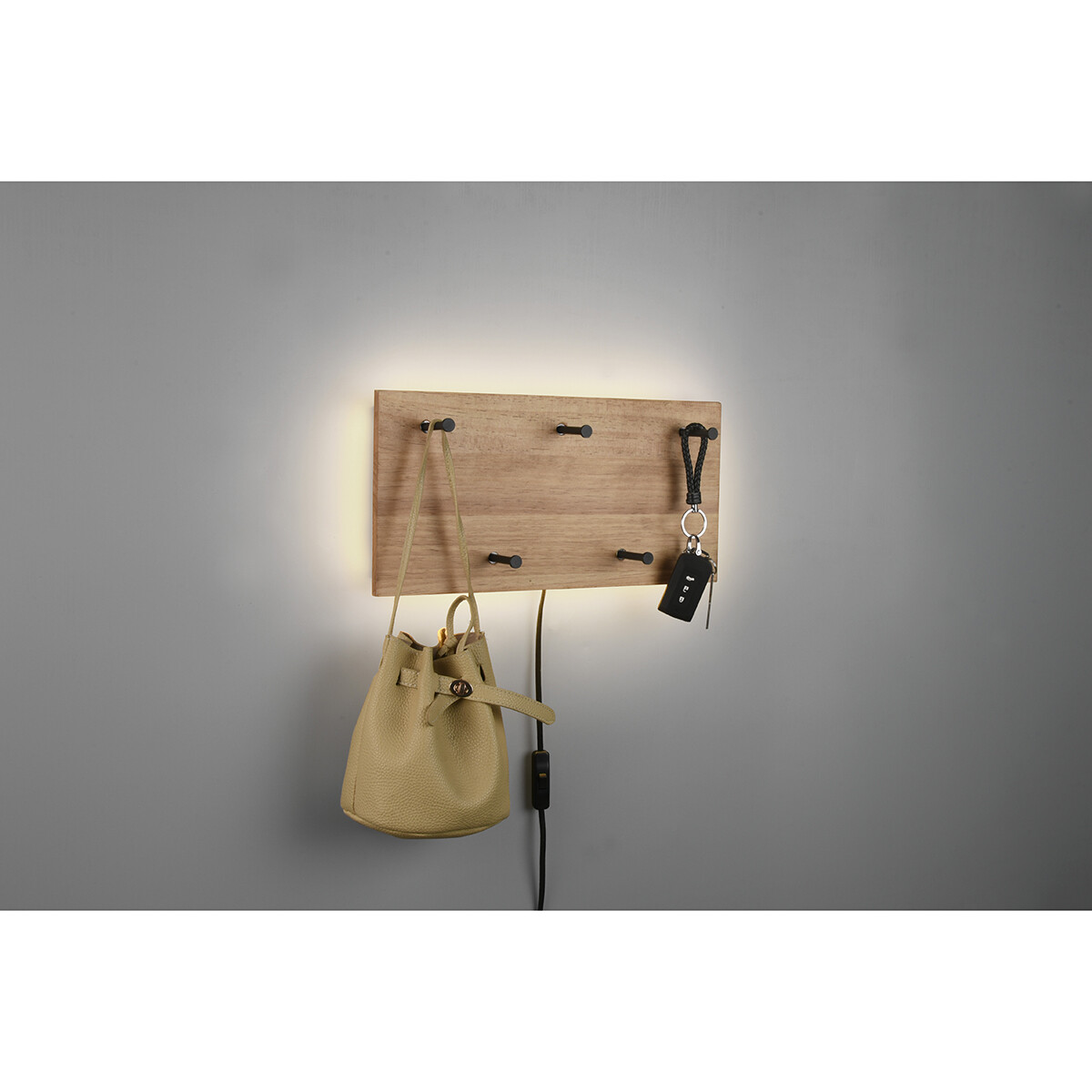 Porte-manteau - Trion Sammy - Porte-manteau Suspendu avec Éclairage LED - 8W - Blanc Chaud 3000K - Brun