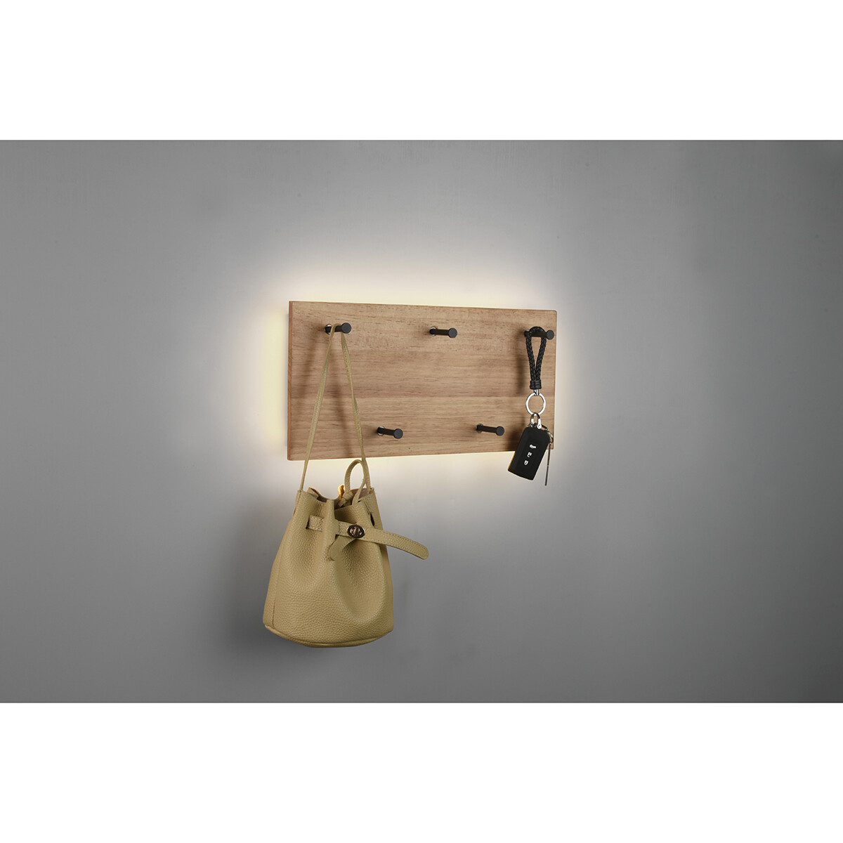 Porte-manteau - Trion Sammy - Porte-manteau Suspendu avec Éclairage LED - 8W - Blanc Chaud 3000K - Brun