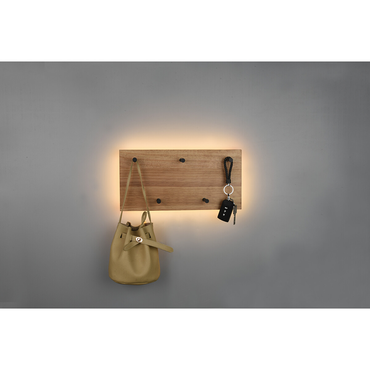 Porte-manteau - Trion Sammy - Porte-manteau Suspendu avec Éclairage LED - 8W - Blanc Chaud 3000K - Brun