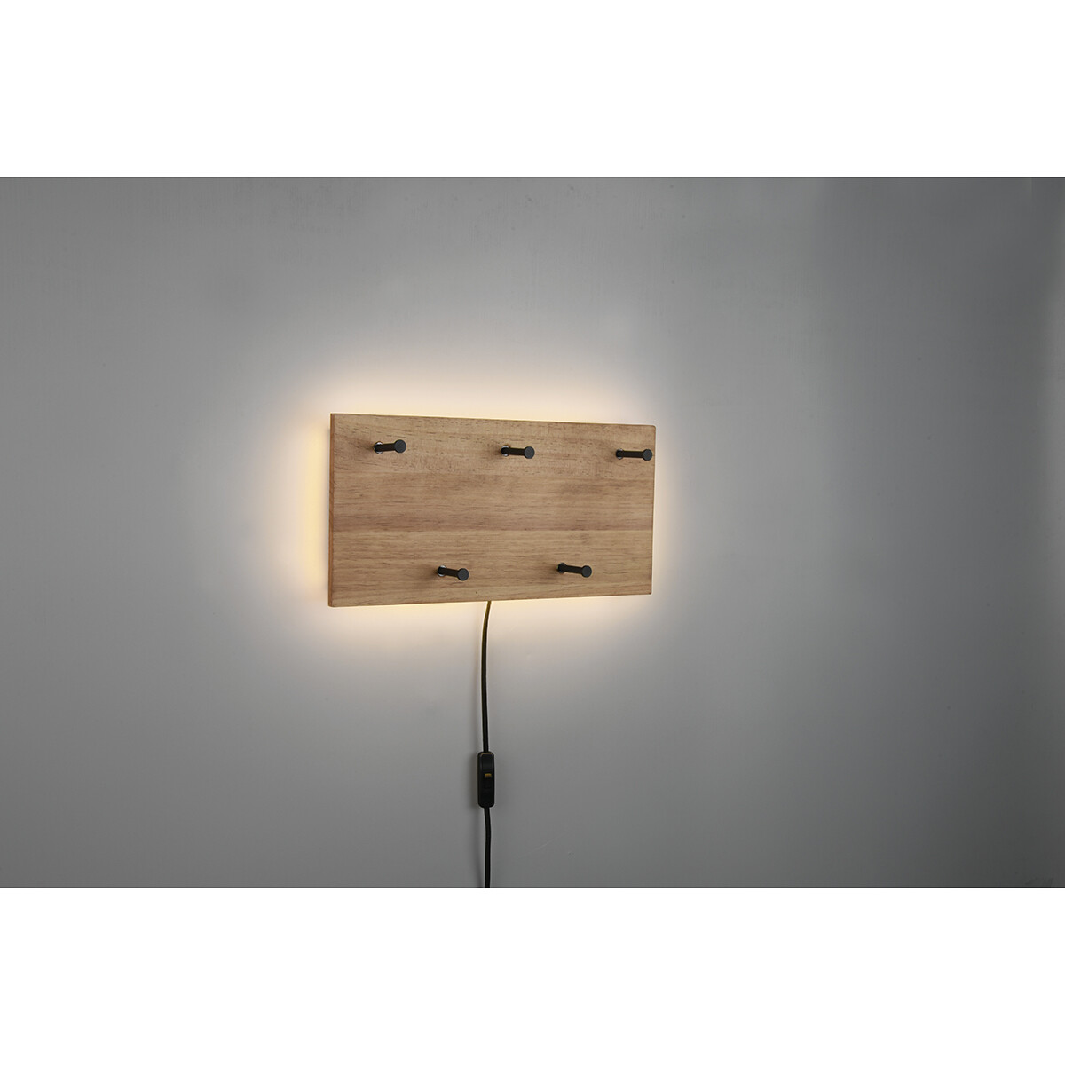 Porte-manteau - Trion Sammy - Porte-manteau Suspendu avec Éclairage LED - 8W - Blanc Chaud 3000K - Brun