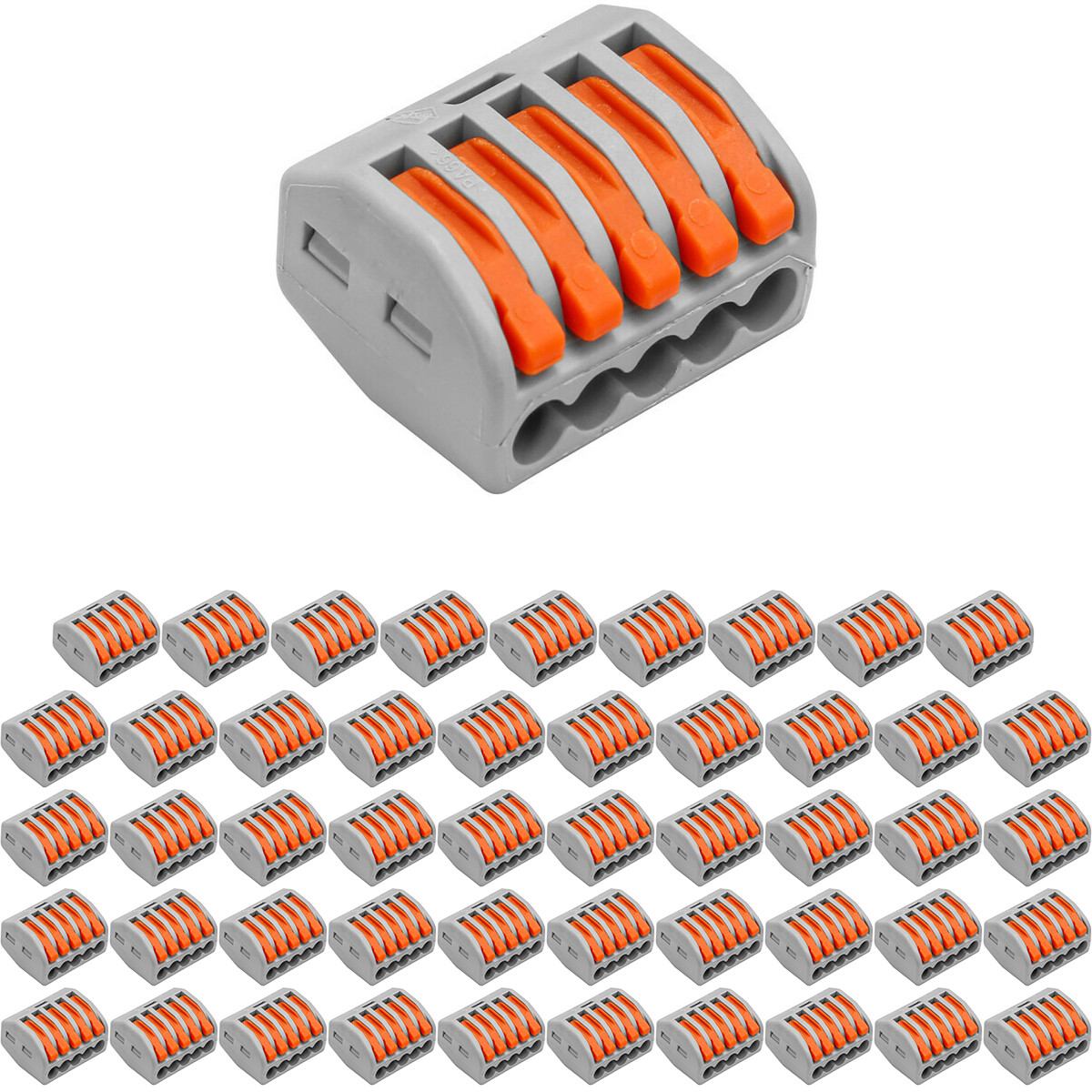 Connecteur de Fil - Connecteur - 50 Pièces - 5 Pôles avec Bornes - Gris/Orange