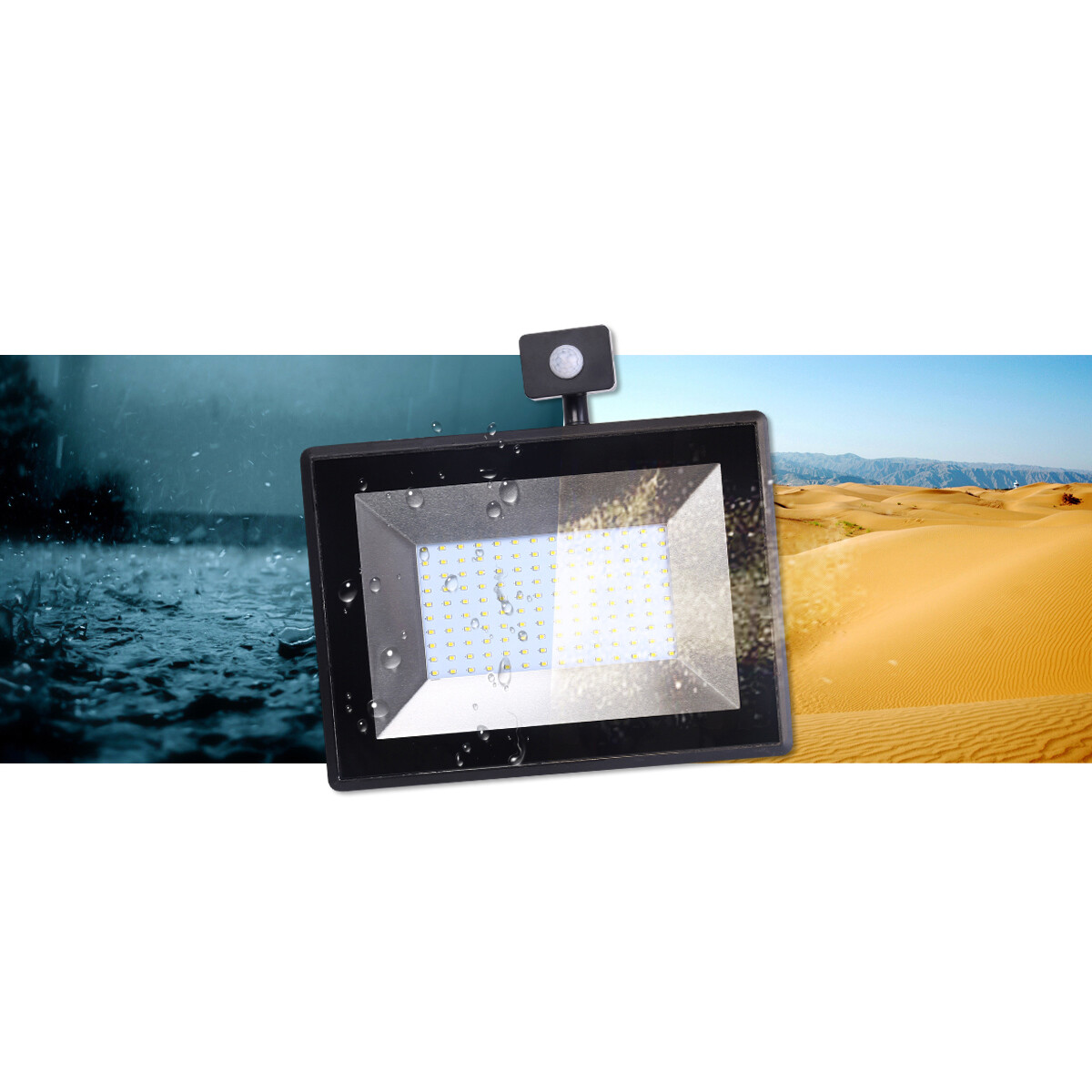 Projecteur LED 10 Watt avec Sensor - Aigi Stado - Blanc Neutre 4000K - Étanche IP65 - Mat Noir - Aluminium