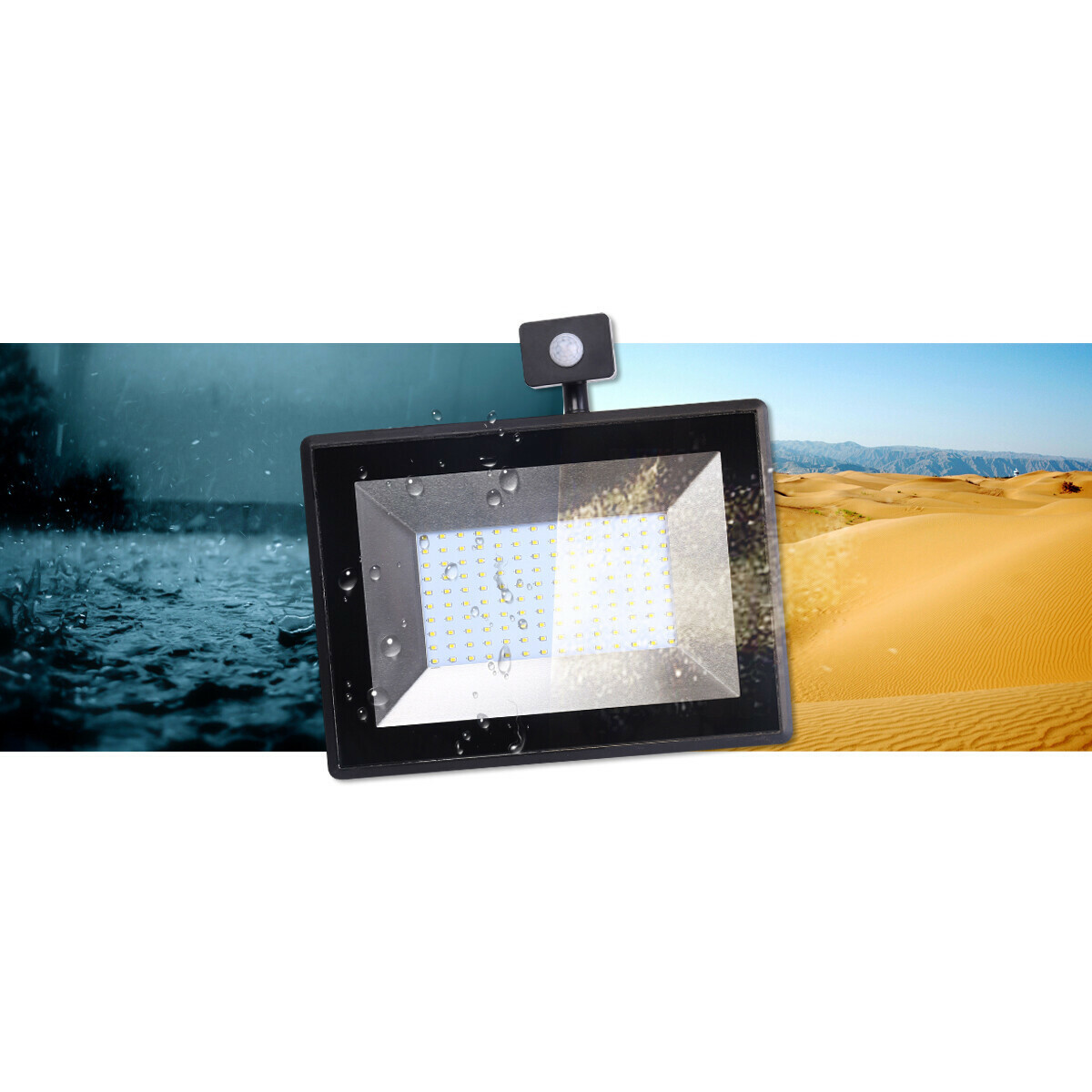 Projecteur LED 10 Watt avec Sensor - Aigi Stado - Blanc Froid 6400K - Étanche IP65 - Mat Noir - Aluminium