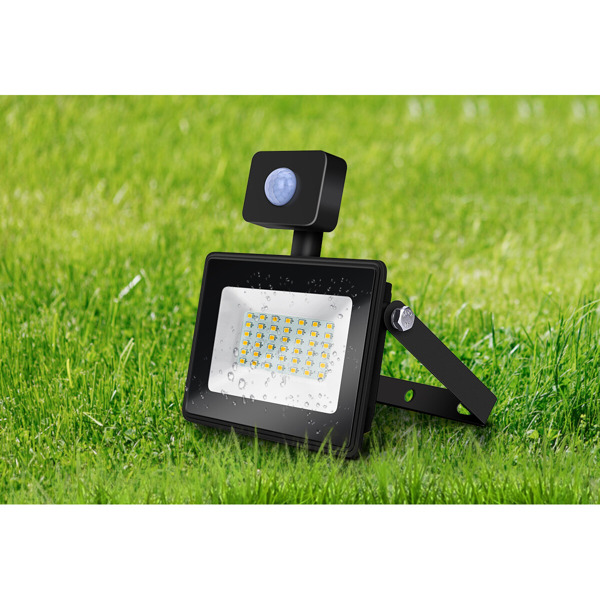 Projecteur LED 10 Watt avec Sensor - Aigi Sunny - Blanc Froid 6400K - Étanche IP65 - Mat Noir - Aluminium