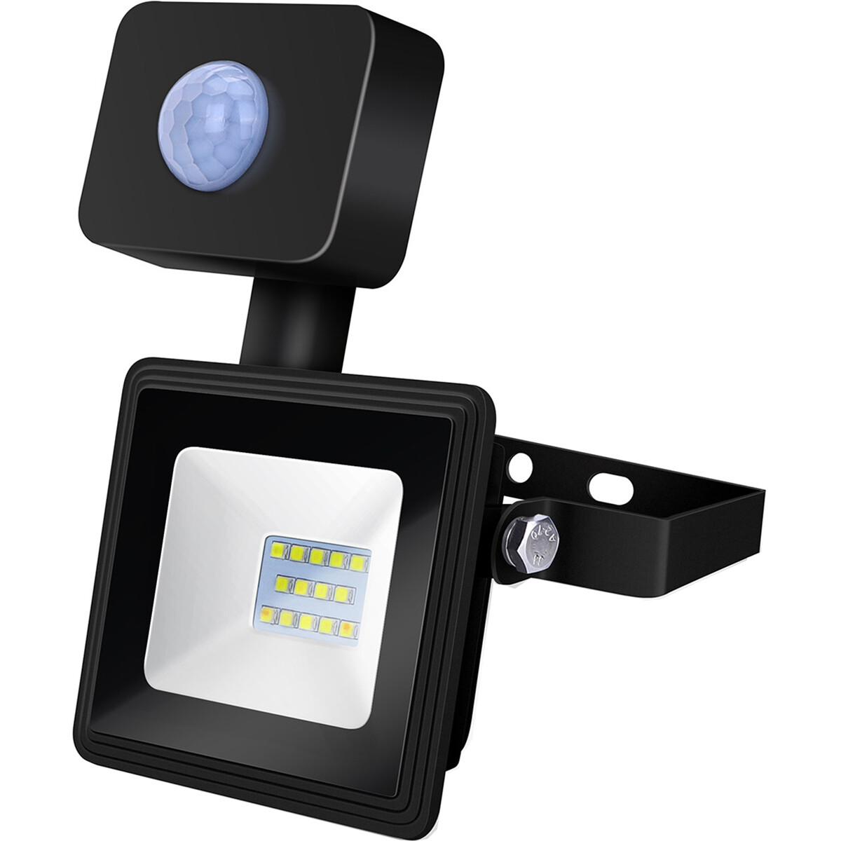 Projecteur LED 10 Watt avec Sensor - Aigi Sunny - Blanc Froid 6400K - Étanche IP65 - Mat Noir - Aluminium