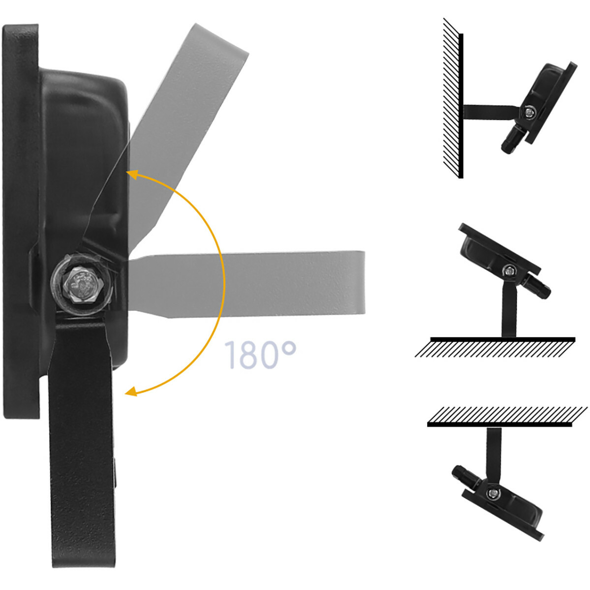 Projecteur LED 100 Watt - Aigi Stado - Blanc Froid 6400K - Étanche IP65 - Mat Noir - Aluminium