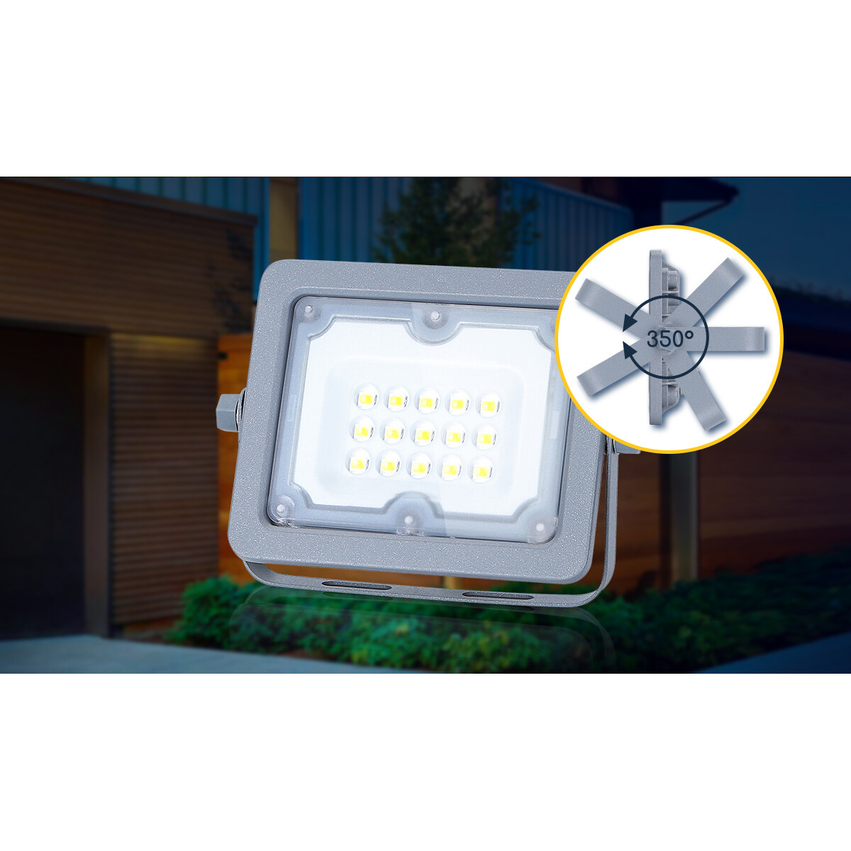 Projecteur LED - Aigi Zuino - 10 Watt - Blanc Froid 6500K - Étanche IP65 - Inclinable - Mat Gris - Aluminium