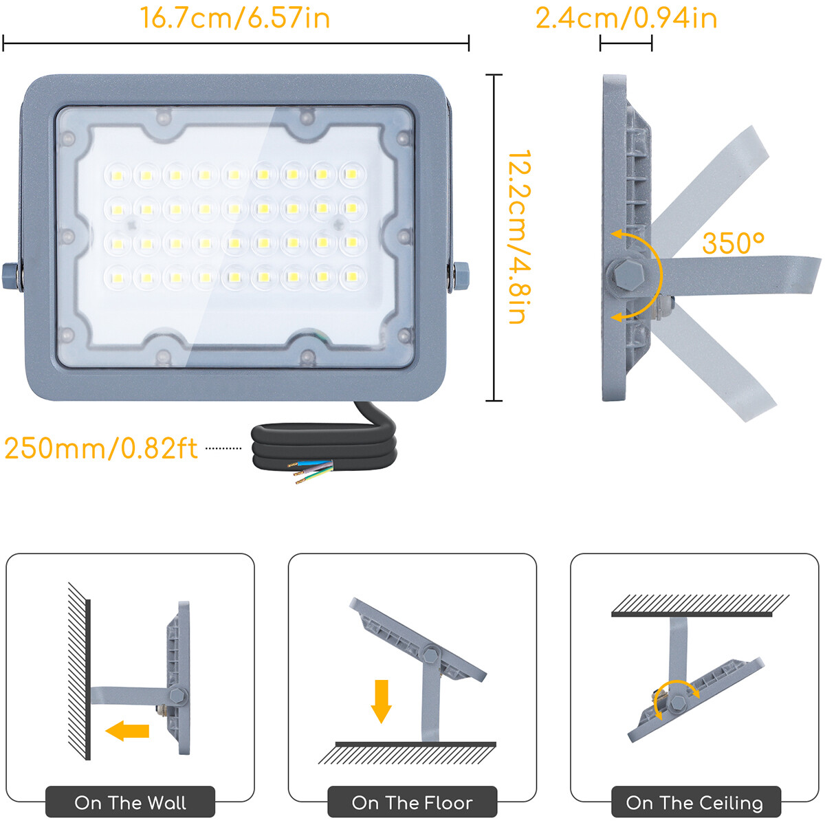 Projecteur LED - Aigi Zuino - 30 Watt - Blanc Neutre 4000K - Étanche IP65 - Inclinable - Mat Gris - Aluminium