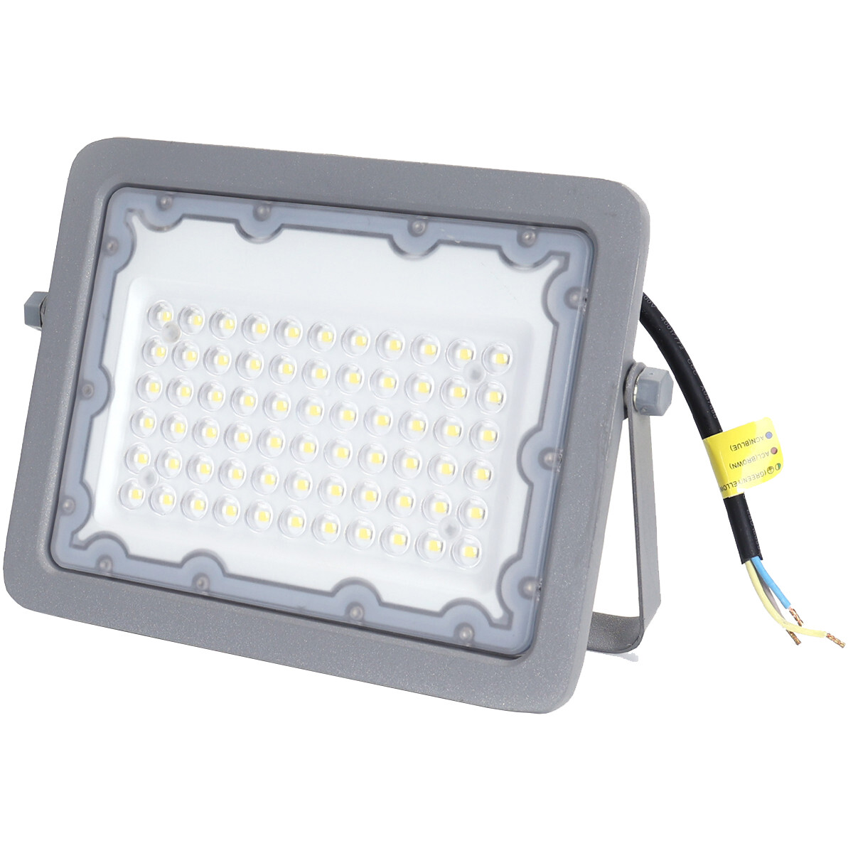 Projecteur LED - Aigi Zuino - 50 Watt - Blanc Froid 6500K - Étanche IP65 - Inclinable - Mat Gris - Aluminium