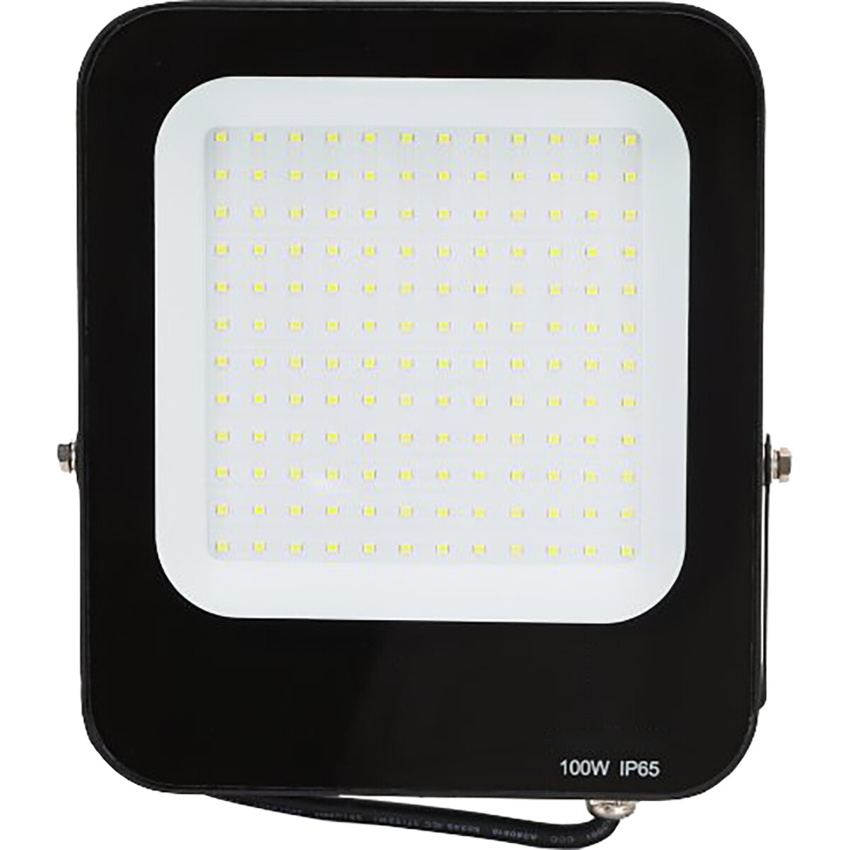 Projecteur LED - Aigi Rekan - 100 Watt - Blanc Froid 6500K - Étanche IP65 - Rectangle - Mat Noir - Aluminium