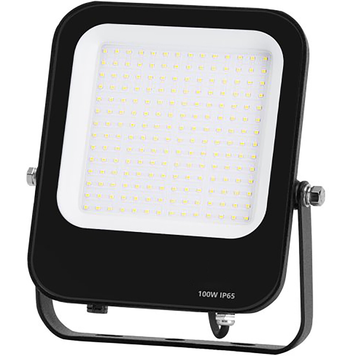 Projecteur LED - Aigi Rekan - 100 Watt - Blanc Froid 6500K - Étanche IP65 - Rectangle - Mat Noir - Aluminium