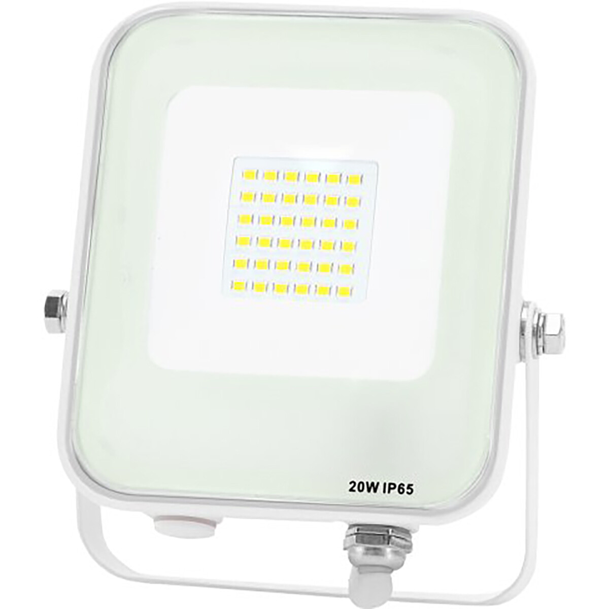 Projecteur LED - Aigi Rekan - 20 Watts - Blanc Neutre 4000K - Étanche IP65 - Rectangle - Mat Blanc - Aluminium