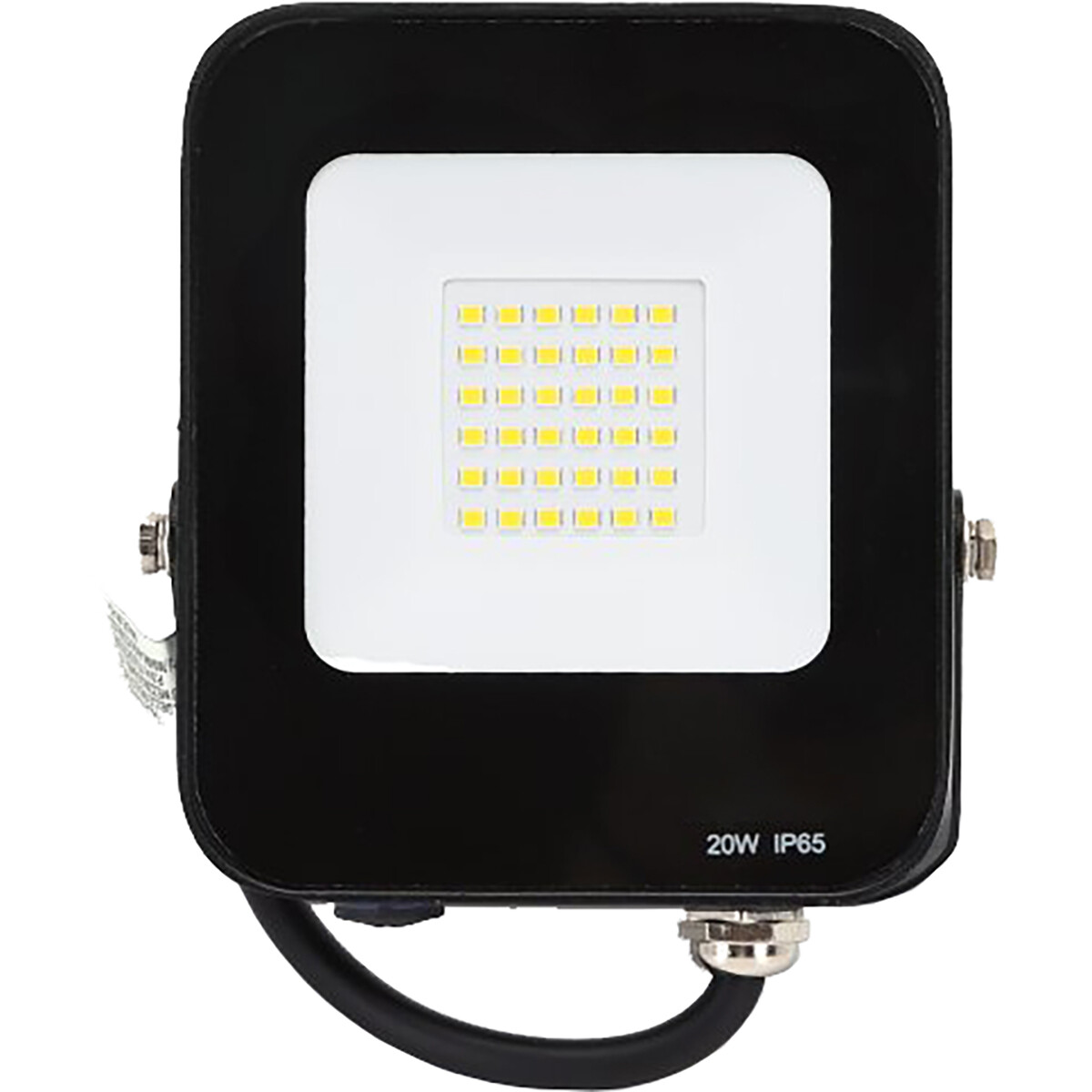 Projecteur LED - Aigi Rekan - 20 Watts - Blanc Neutre 4000K - Étanche IP65 - Rectangle - Mat Noir - Aluminium