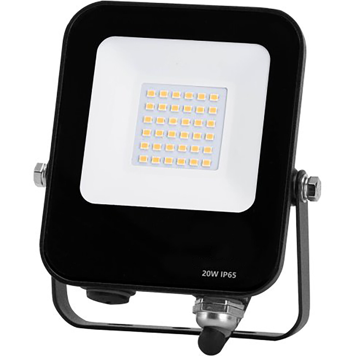 Projecteur LED - Aigi Rekan - 20 Watts - Blanc Neutre 4000K - Étanche IP65 - Rectangle - Mat Noir - Aluminium