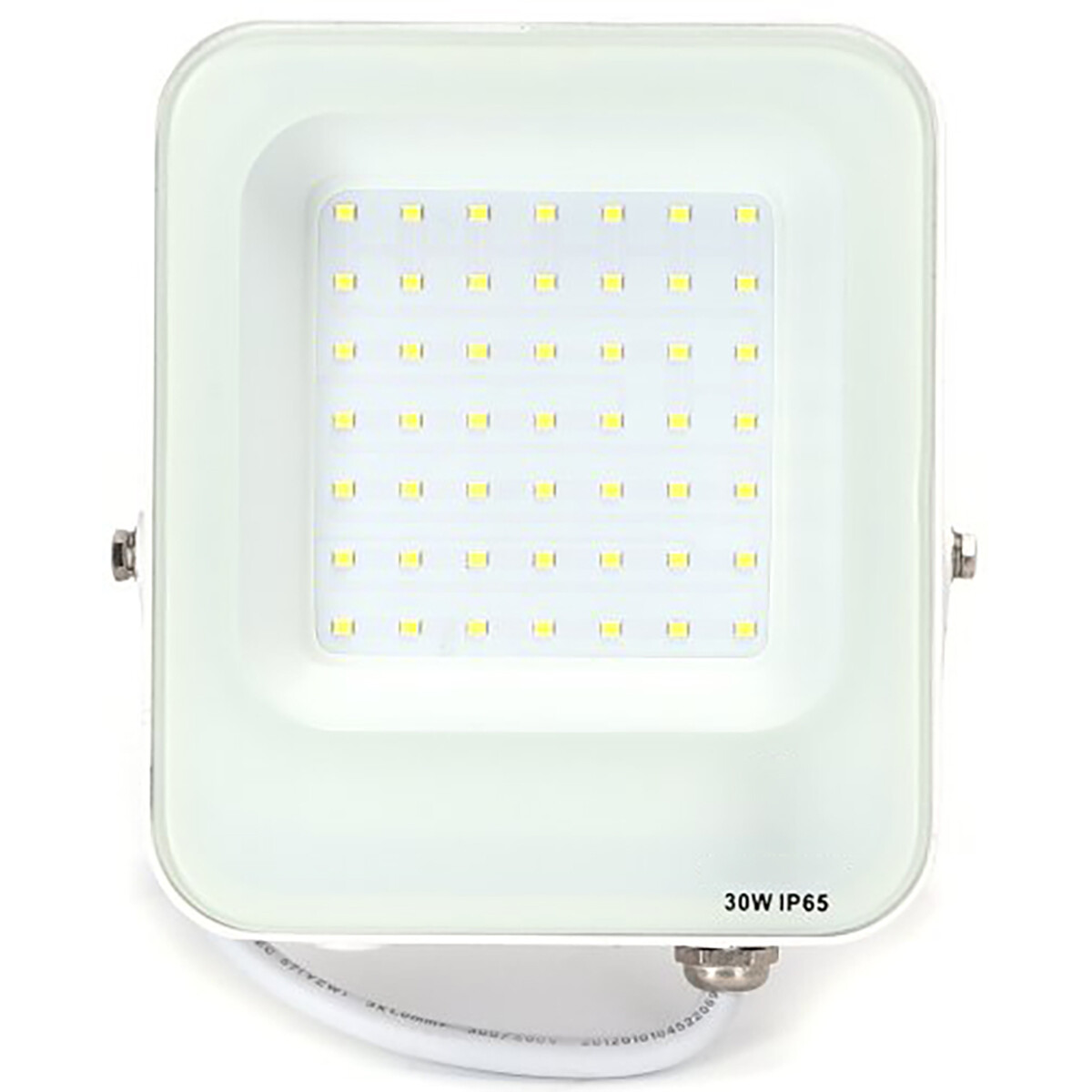 Projecteur LED - Aigi Rekan - 30 Watt - Blanc Froid 6500K - Étanche IP65 - Rectangle - Mat Blanc - Aluminium