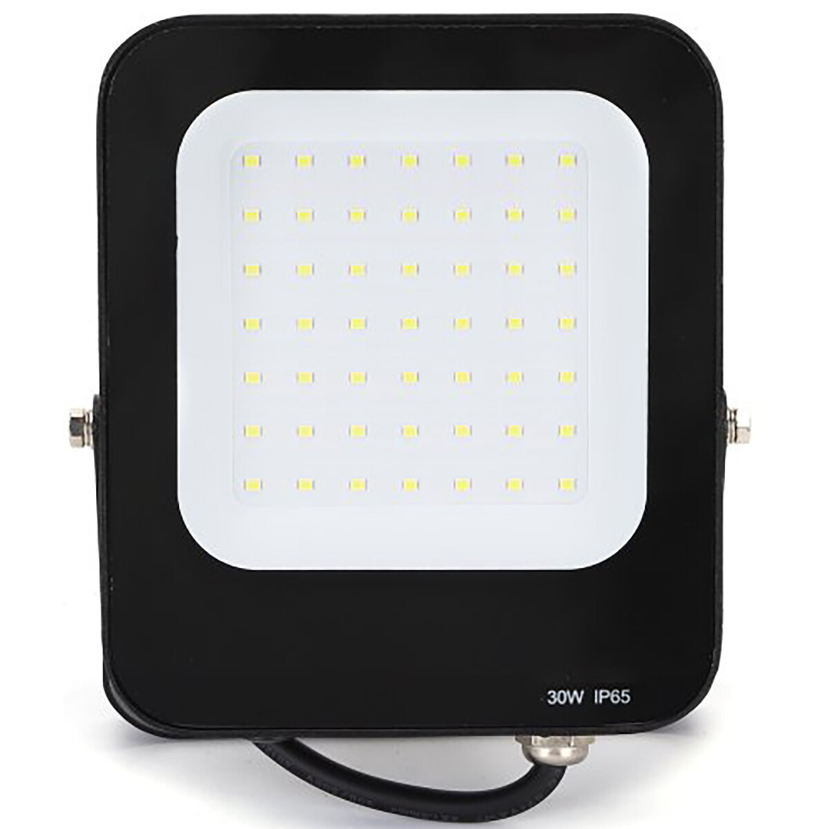 Projecteur LED - Aigi Rekan - 30 Watt - Blanc Froid 6500K - Étanche IP65 - Rectangle - Mat Noir - Aluminium