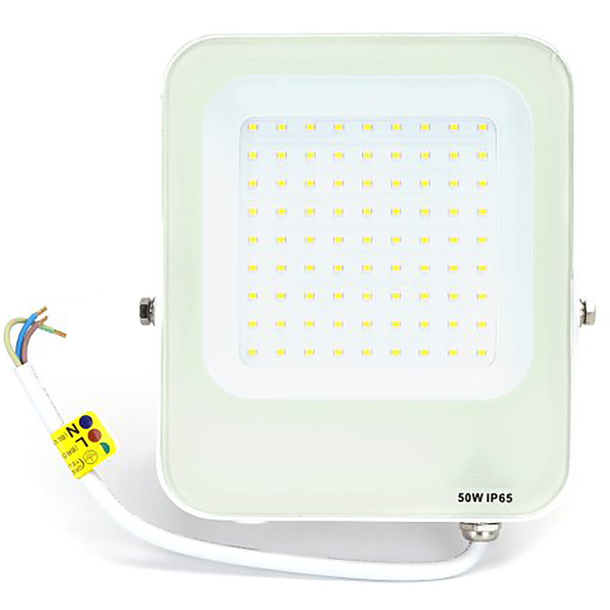 Projecteur LED - Aigi Rekan - 50 Watt - Blanc Neutre 4000K - Étanche IP65 - Rectangle - Mat Blanc - Aluminium