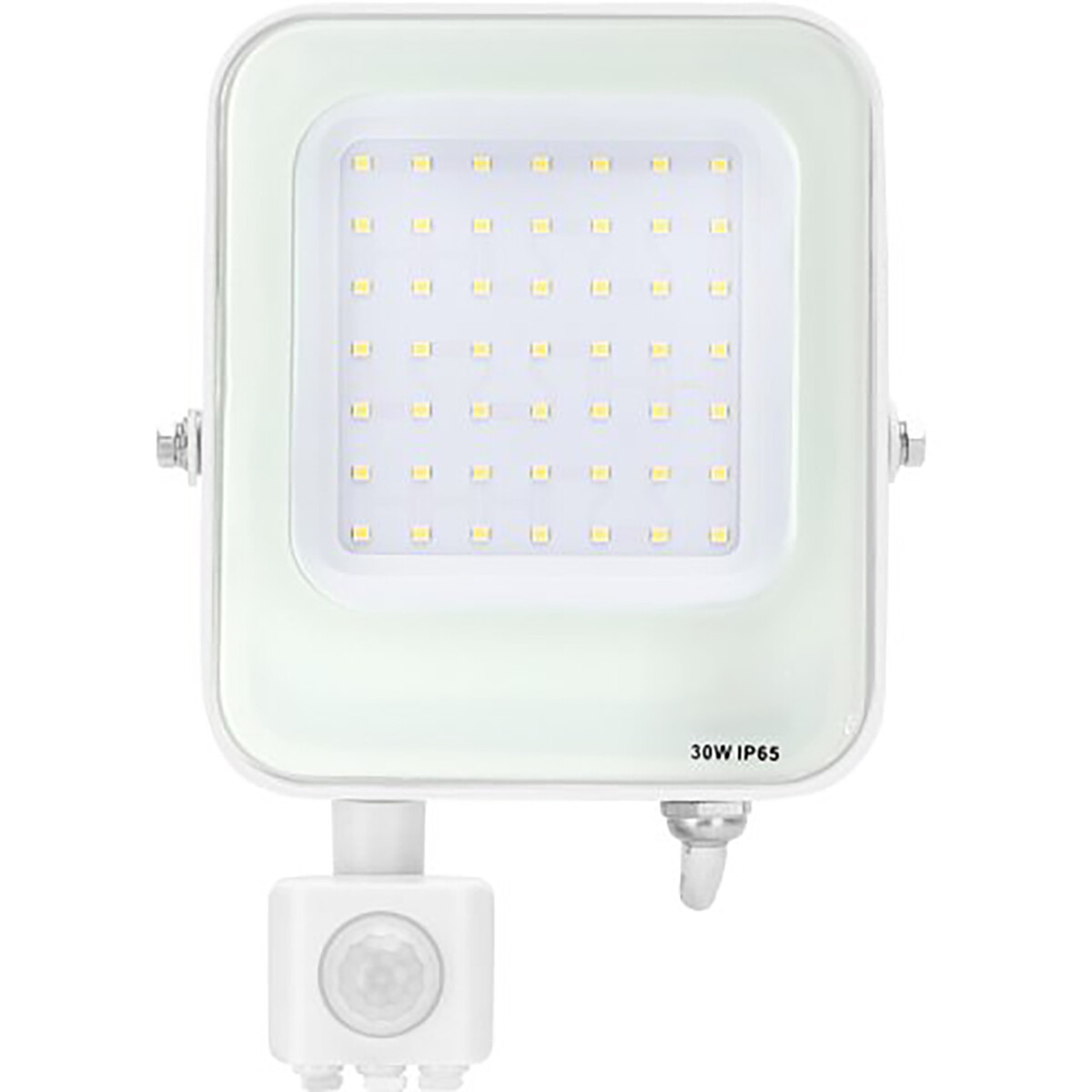 Projecteur LED avec détecteur de mouvement - Aigi Rekan - 30 Watt - Blanc Froid 6500K - Étanche IP65 - Rectangle - Mat Blanc - Aluminium