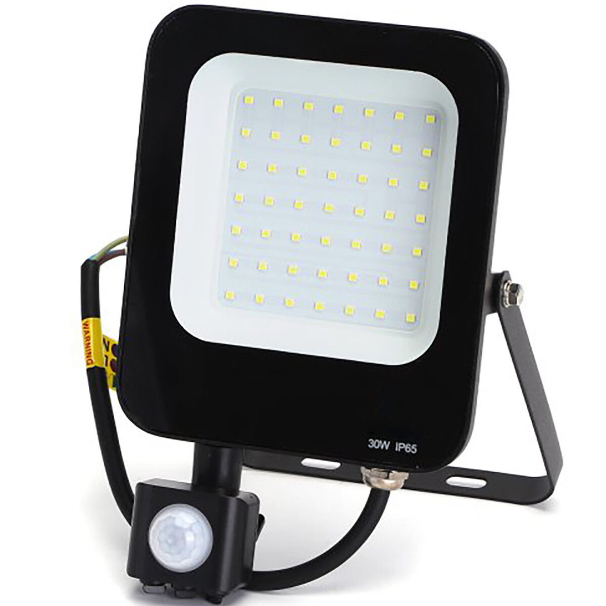 Projecteur LED avec détecteur de mouvement - Aigi Rekan - 30 Watt - Blanc Froid 6500K - Étanche IP65 - Rectangle - Mat Noir - Aluminium