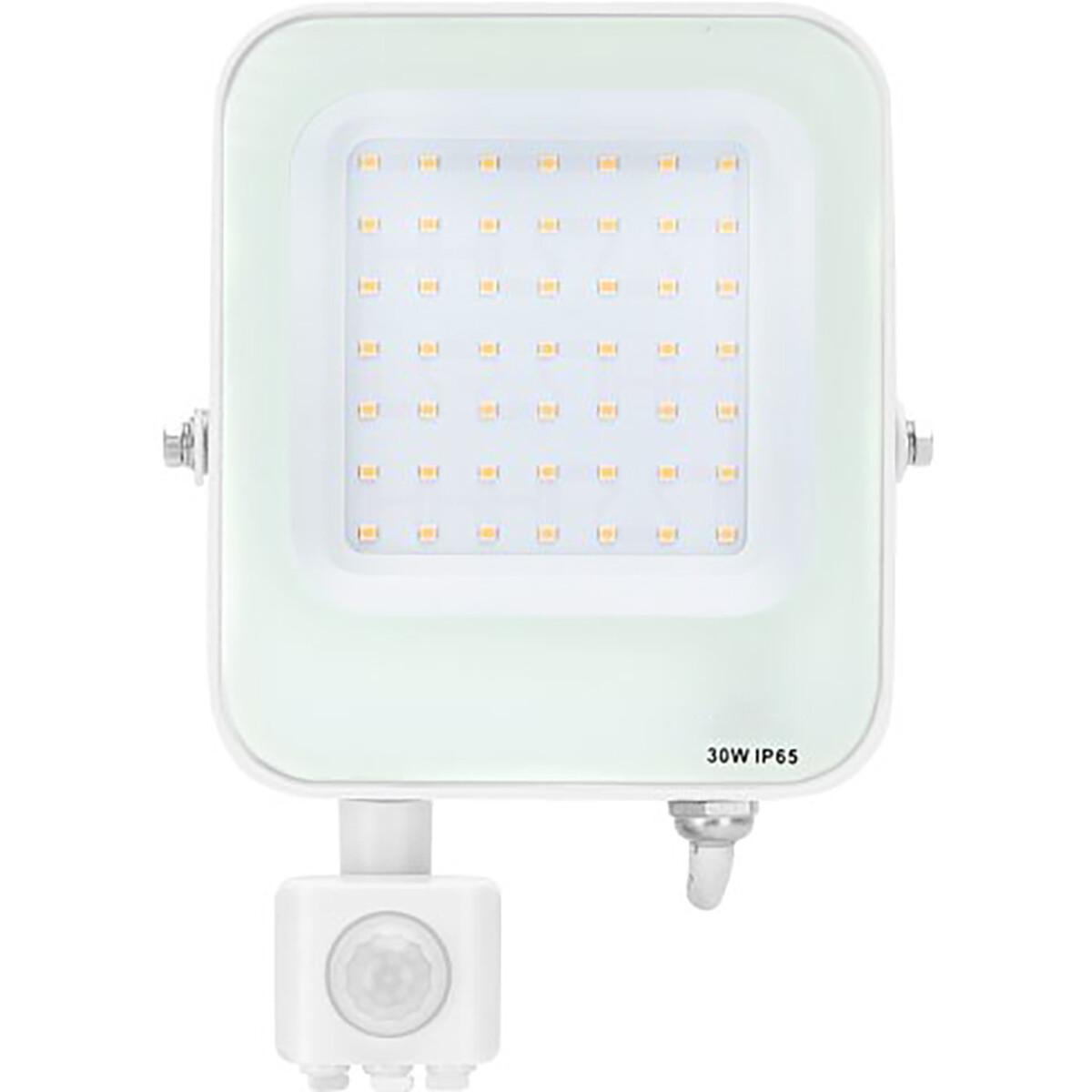 Projecteur LED avec détecteur de mouvement - Aigi Rekan - 30 Watt - Blanc Neutre 4000K - Étanche IP65 - Rectangle - Mat Blanc - Aluminium