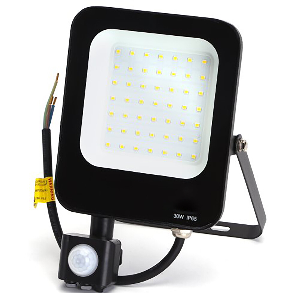 Projecteur LED avec détecteur de mouvement - Aigi Rekan - 30 Watt - Blanc Neutre 4000K - Étanche IP65 - Rectangle - Mat Noir - Aluminium