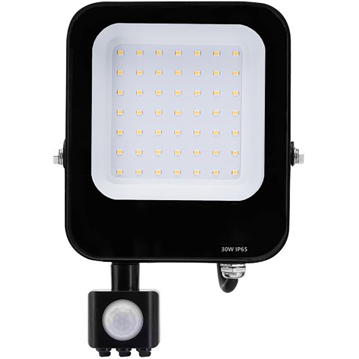 Projecteur LED avec détecteur de mouvement - Aigi Rekan - 30 Watt - Blanc Neutre 4000K - Étanche IP65 - Rectangle - Mat Noir - Aluminium