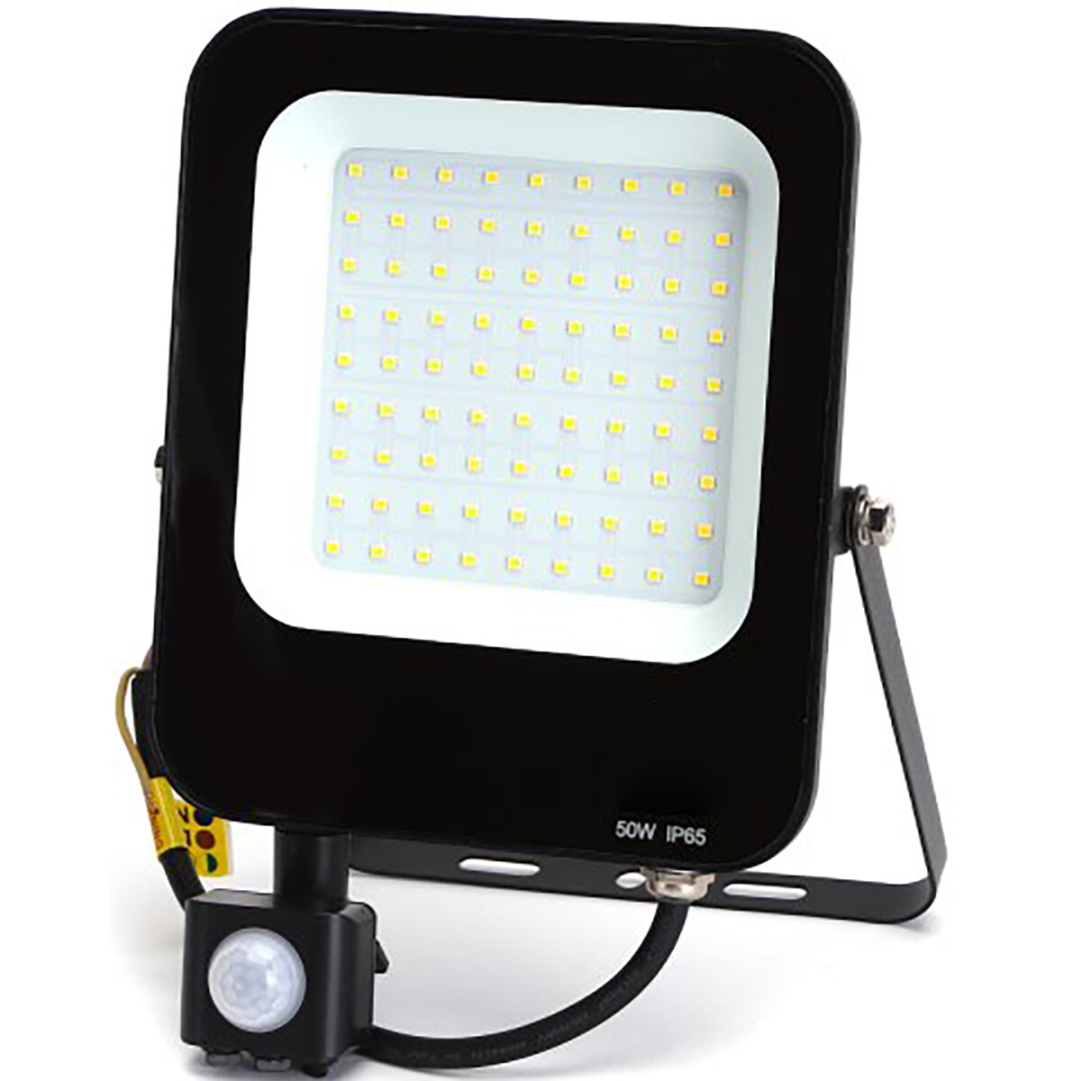 Projecteur LED avec détecteur de mouvement - Aigi Rekan - 50 Watt - Blanc Neutre 4000K - Étanche IP65 - Rectangle - Mat Noir - Aluminium