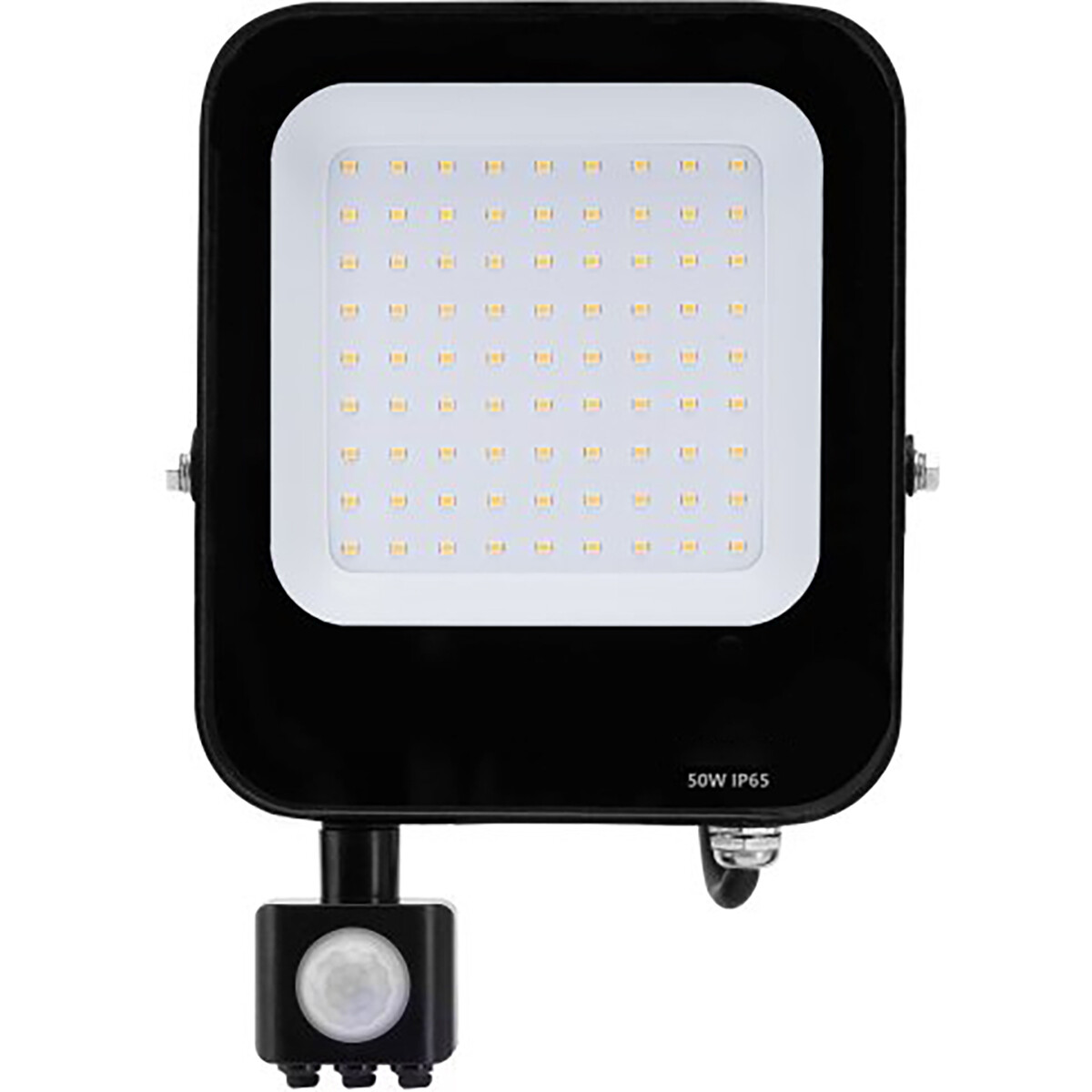 Projecteur LED avec détecteur de mouvement - Aigi Rekan - 50 Watt - Blanc Neutre 4000K - Étanche IP65 - Rectangle - Mat Noir - Aluminium