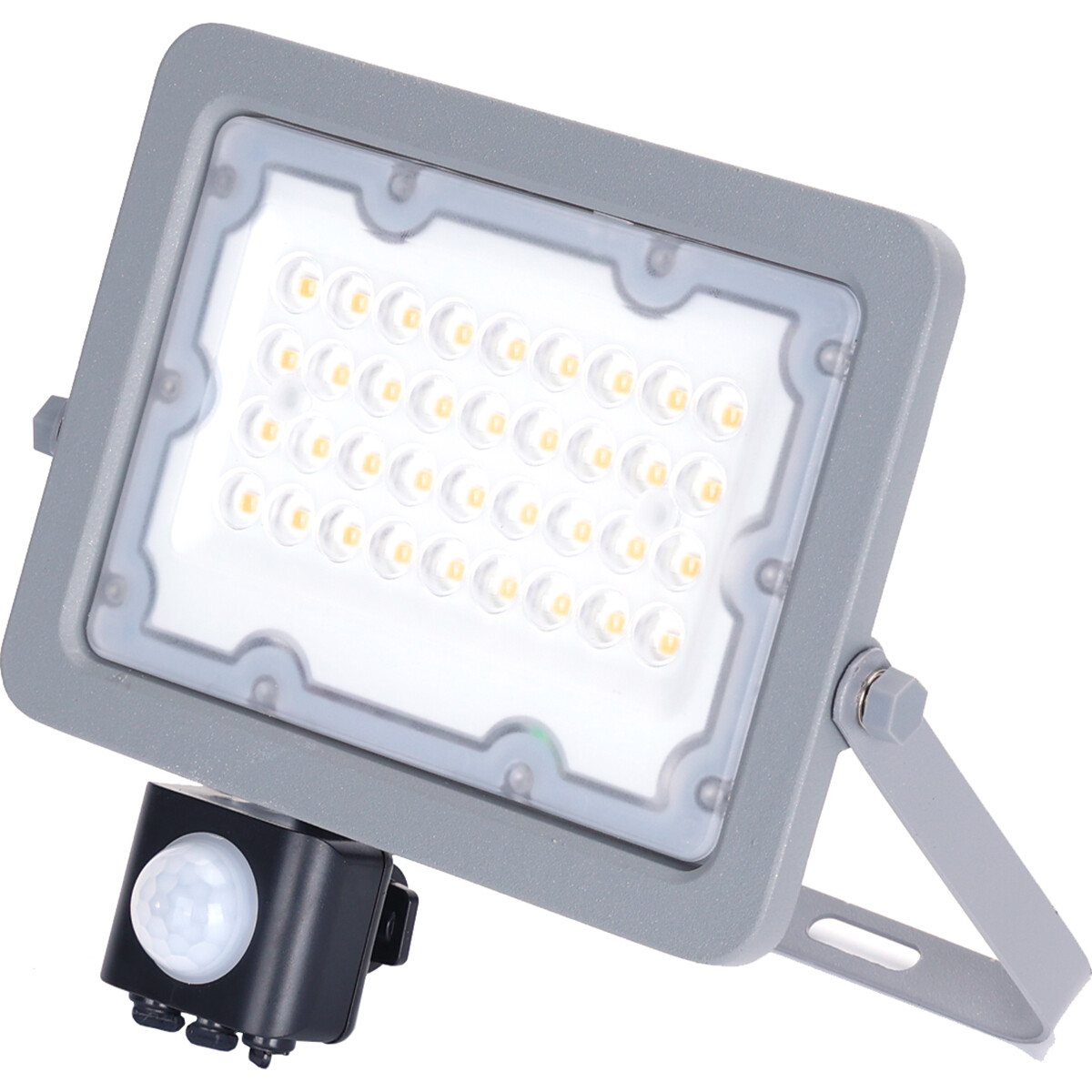 Projecteur LED avec Sensor - Aigi Zuino - 30 Watt - Blanc Neutre 4000K - Étanche IP65 - Inclinable - Mat Gris - Aluminium