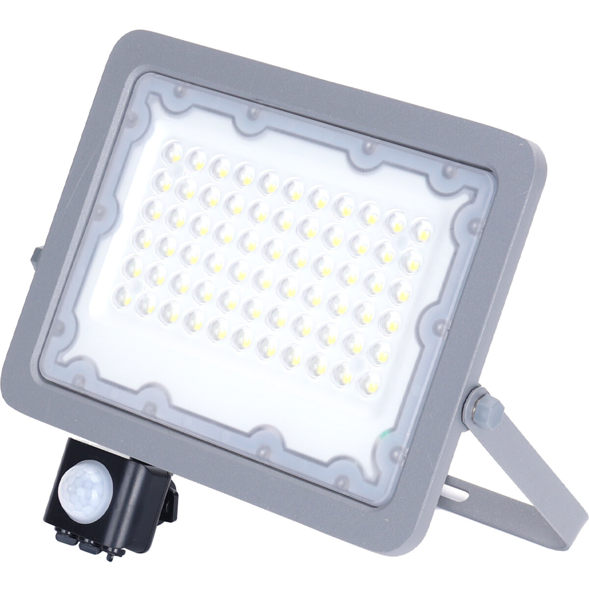 Projecteur LED avec Sensor - Aigi Zuino - 50 Watt - Blanc Froid 6500K - Étanche IP65 - Inclinable - Mat Gris - Aluminium