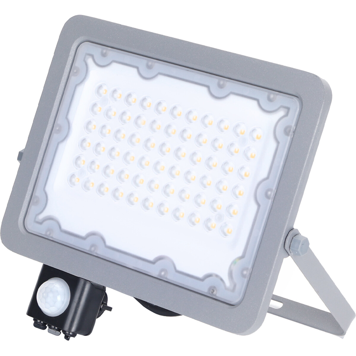 Projecteur LED avec Sensor - Aigi Zuino - 50 Watt - Blanc Neutre 4000K - Étanche IP65 - Inclinable - Mat Gris - Aluminium