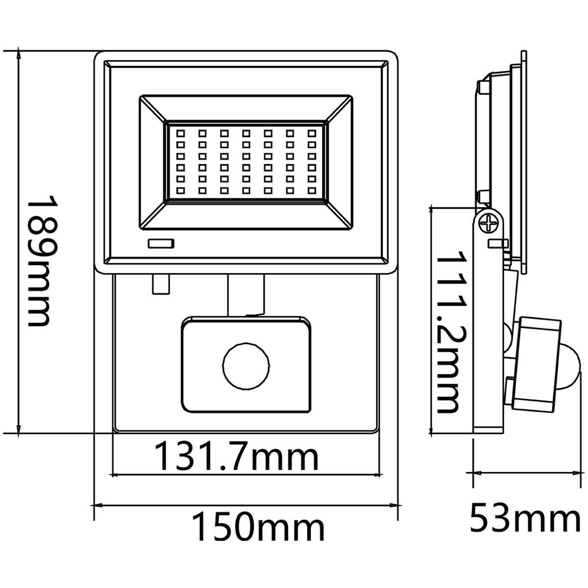 Projecteur LED avec Détecteur - Velvalux Glowlit - 30 Watts - Blanc Naturel 4000K - Étanche IP65 - Sans Scintillement