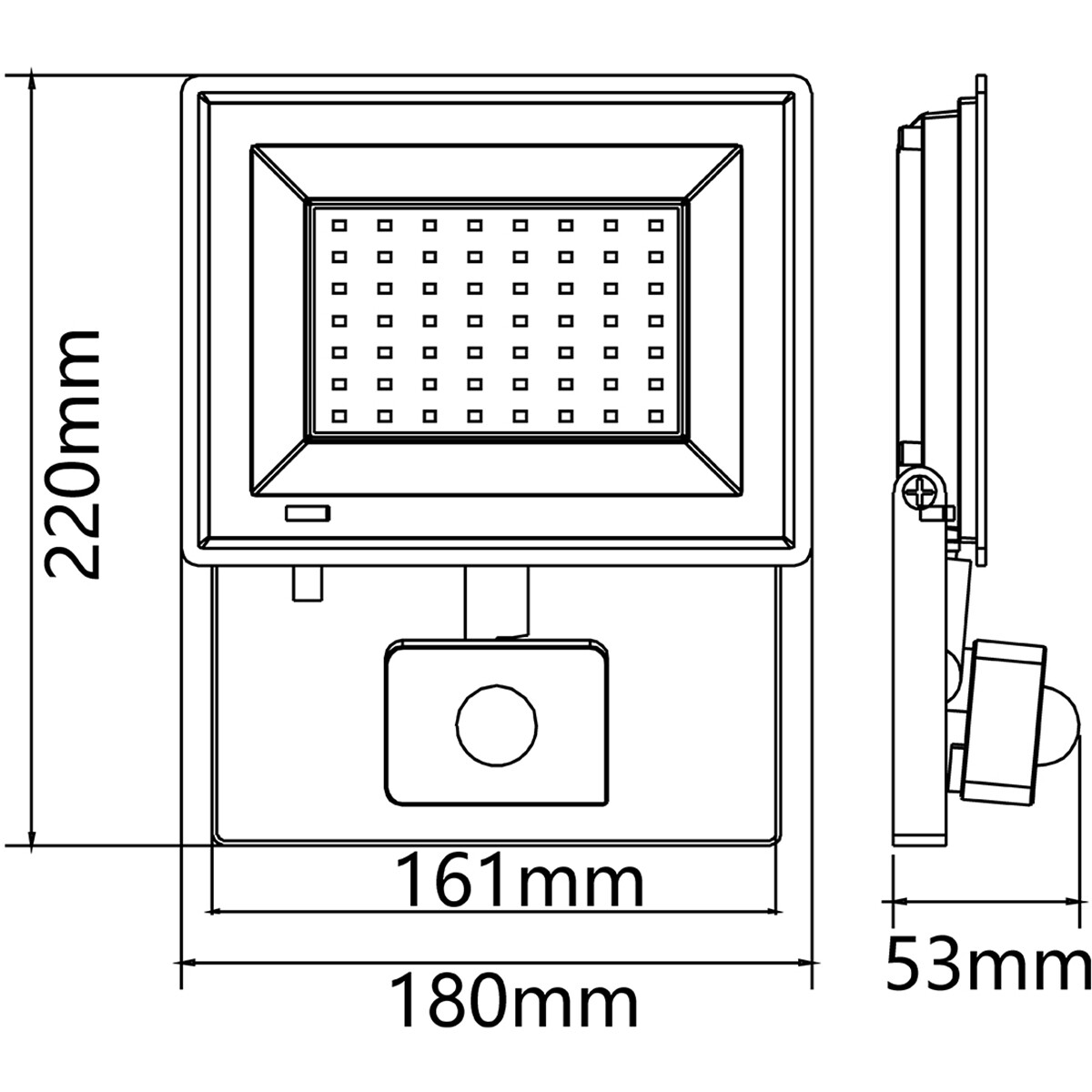 Projecteur LED avec Détecteur - Velvalux Glowlit - 50 Watts - Blanc Naturel 4000K - Étanche IP65 - Sans Scintillement