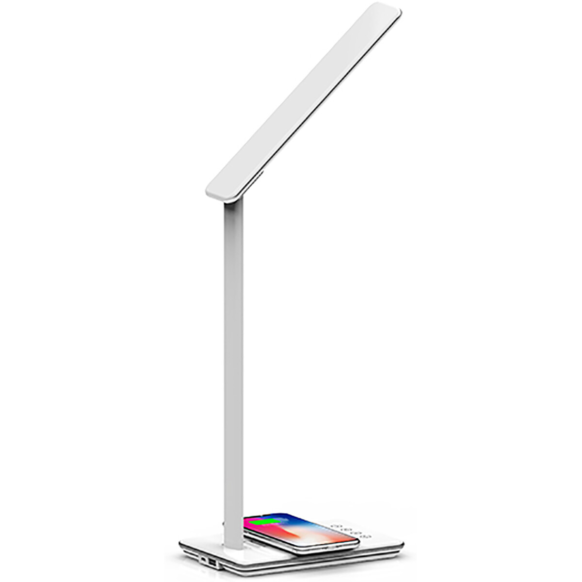 LED Lampe de Bureau - Brinton - 5W - Température de Lumière CCT Ajustable - Dimmable - Recharge Sans Fil Qi - Blanc