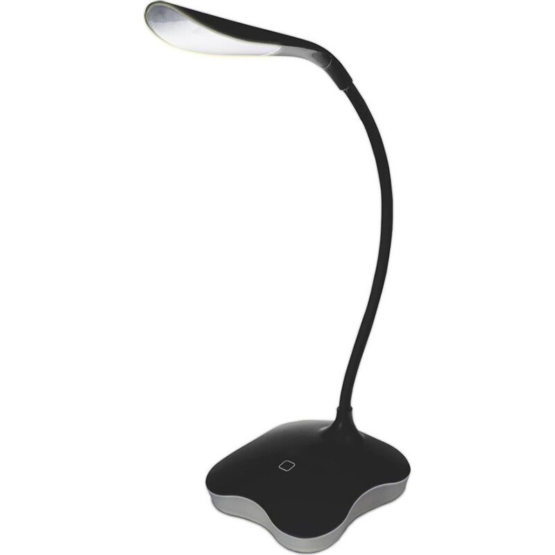 Lampe de bureau LED - Estoza Mimo - 3W - Blanc Froid 5500K - Interrupteur Tactile - Dimmable - Bras Flexible - Chargement USB - Mat Noir - Plastique