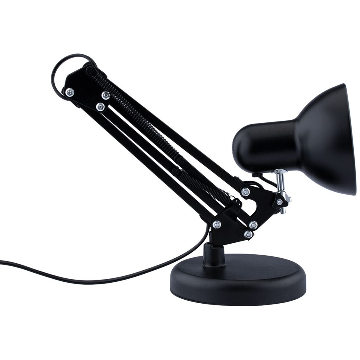 Lampe de bureau LED - Maxozo Rety - Douille E27 - Réglable - Rétro - Classique - Rond - Mat Noir