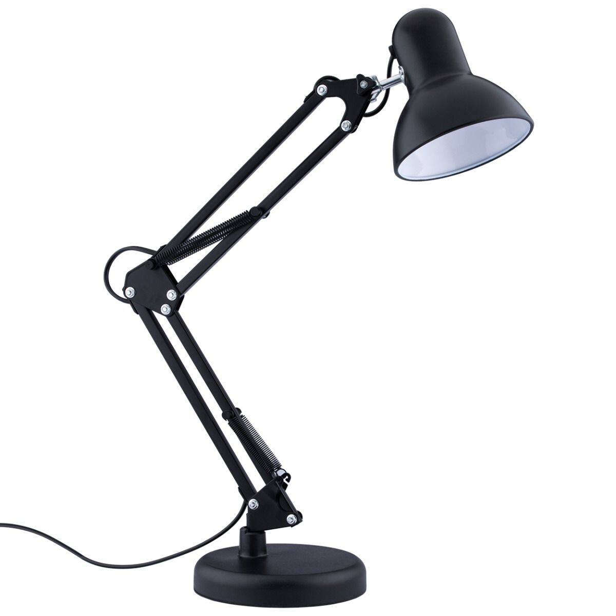 Lampe de bureau LED - Maxozo Rety - Douille E27 - Réglable - Rétro - Classique - Rond - Mat Noir