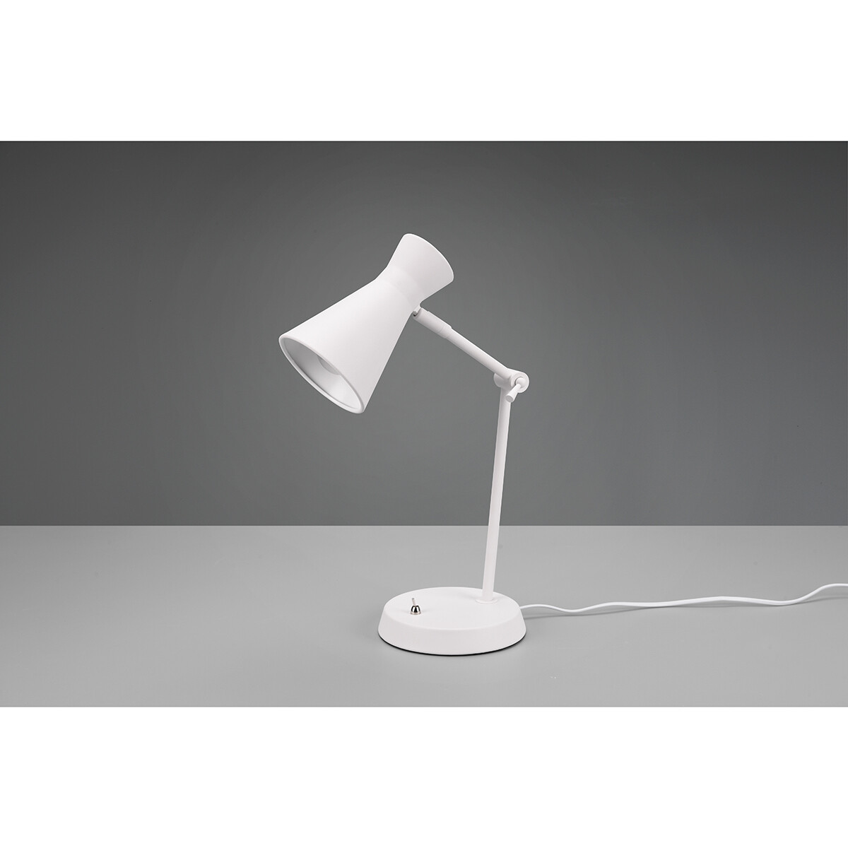 Lampe de bureau LED - Éclairage de Table - Trion Ewomi - Douille E27 - Rond - Mat Blanc - Aluminium