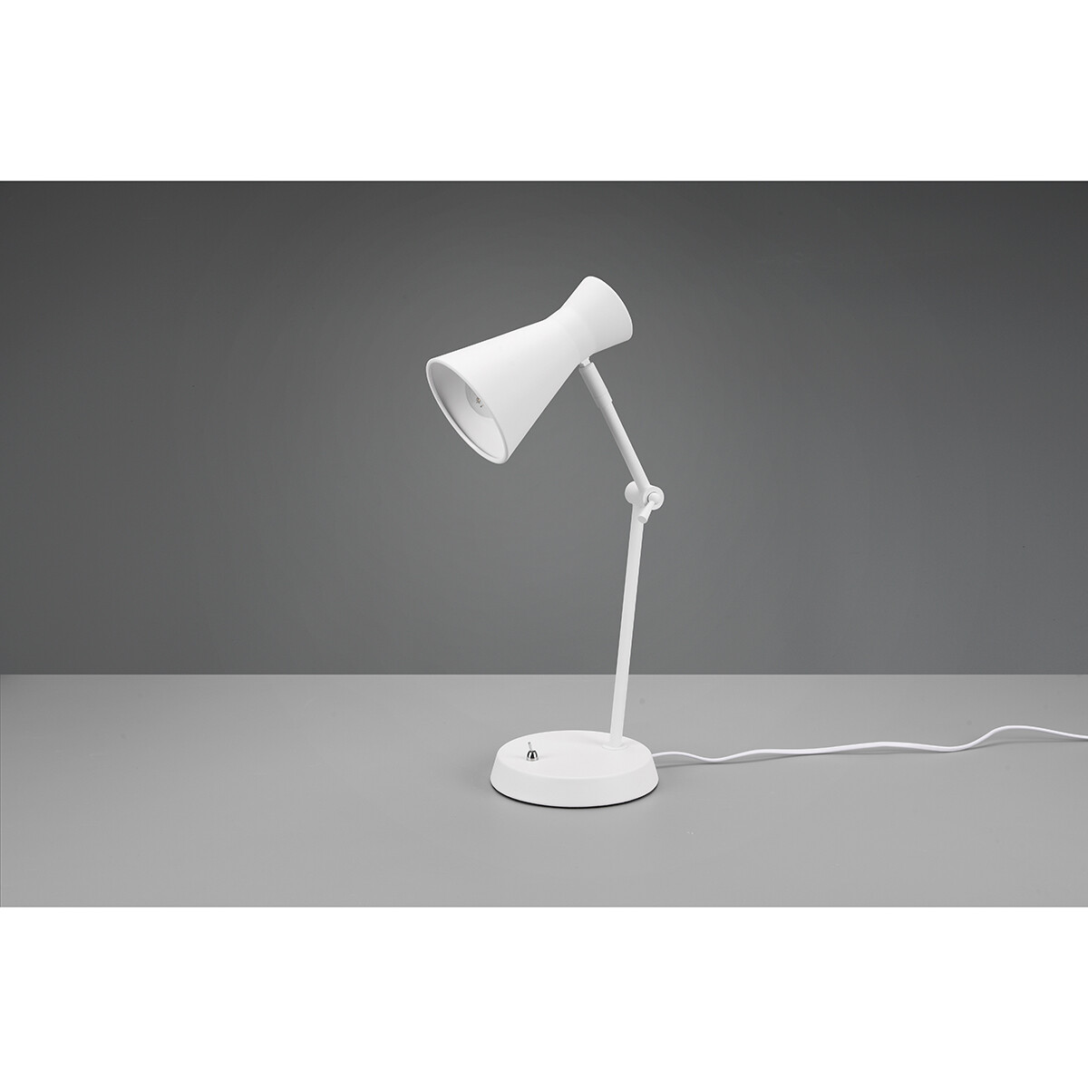 Lampe de bureau LED - Éclairage de Table - Trion Ewomi - Douille E27 - Rond - Mat Blanc - Aluminium