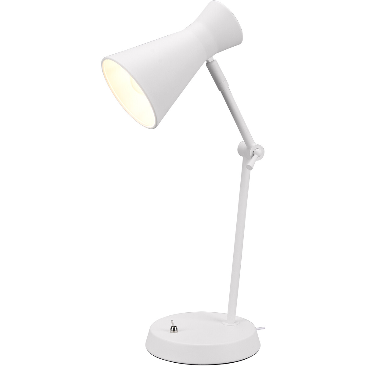 Lampe de bureau LED - Éclairage de Table - Trion Ewomi - Douille E27 - Rond - Mat Blanc - Aluminium