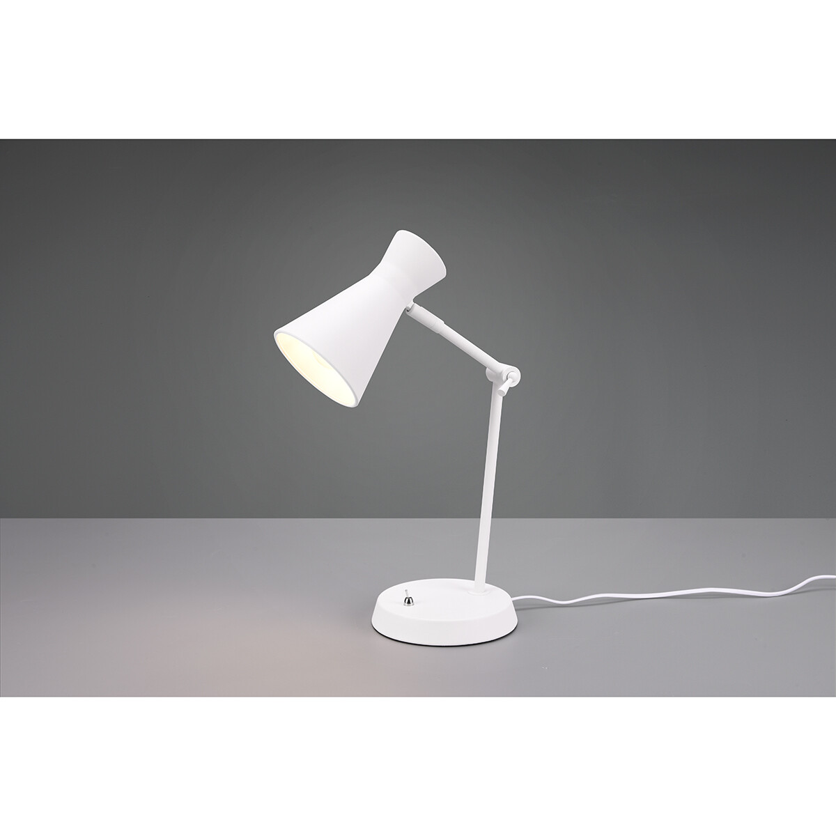 Lampe de bureau LED - Éclairage de Table - Trion Ewomi - Douille E27 - Rond - Mat Blanc - Aluminium