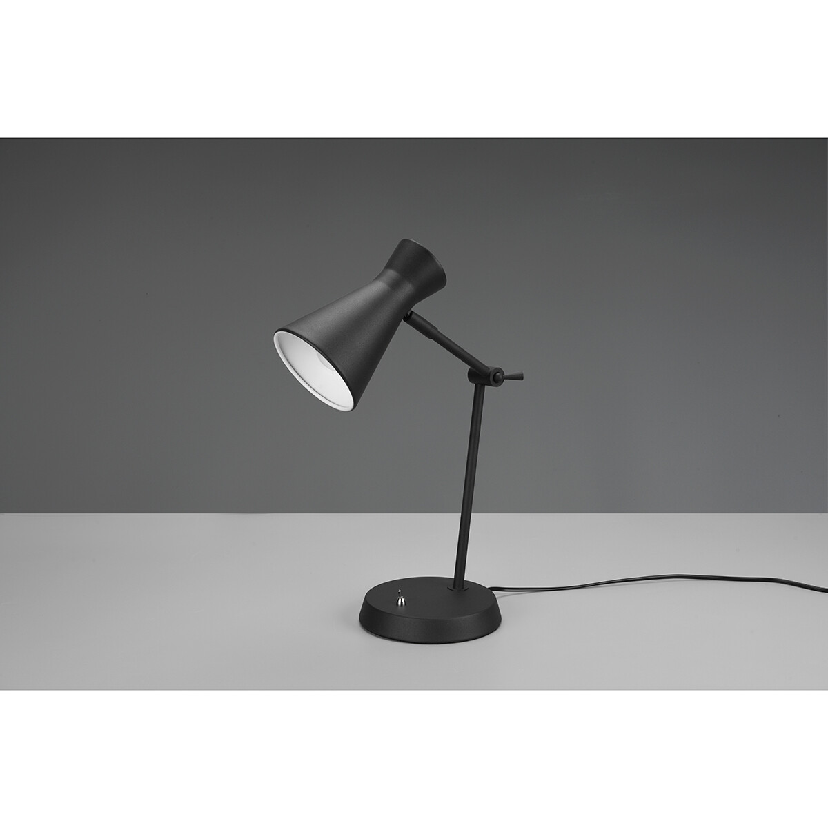 Lampe de bureau LED - Éclairage de Table - Trion Ewomi - Douille E27 - Rond - Mat Noir - Aluminium