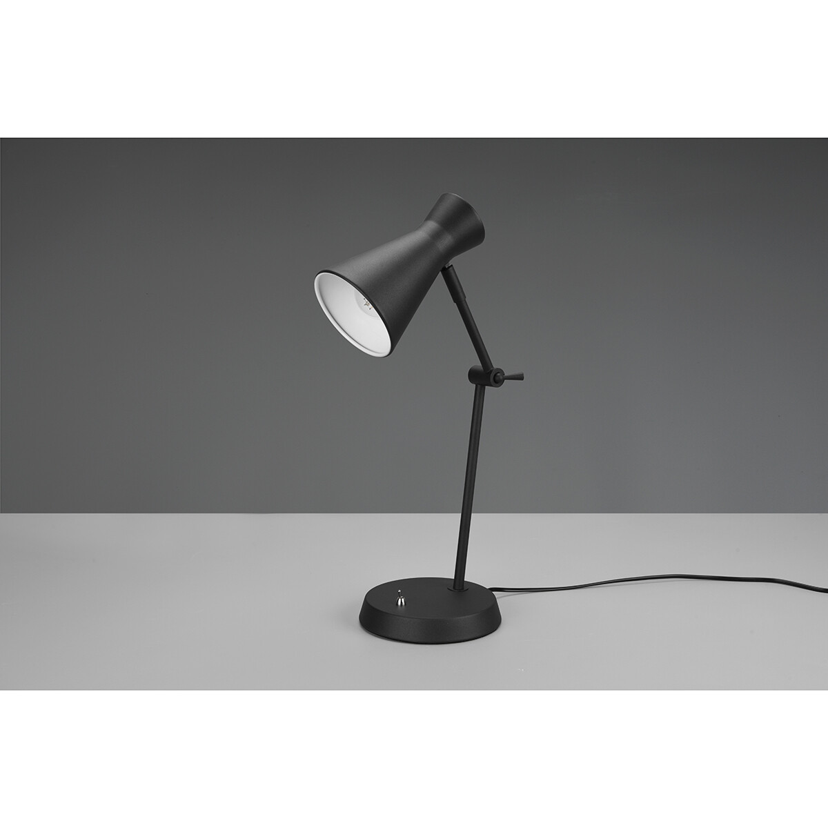 Lampe de bureau LED - Éclairage de Table - Trion Ewomi - Douille E27 - Rond - Mat Noir - Aluminium