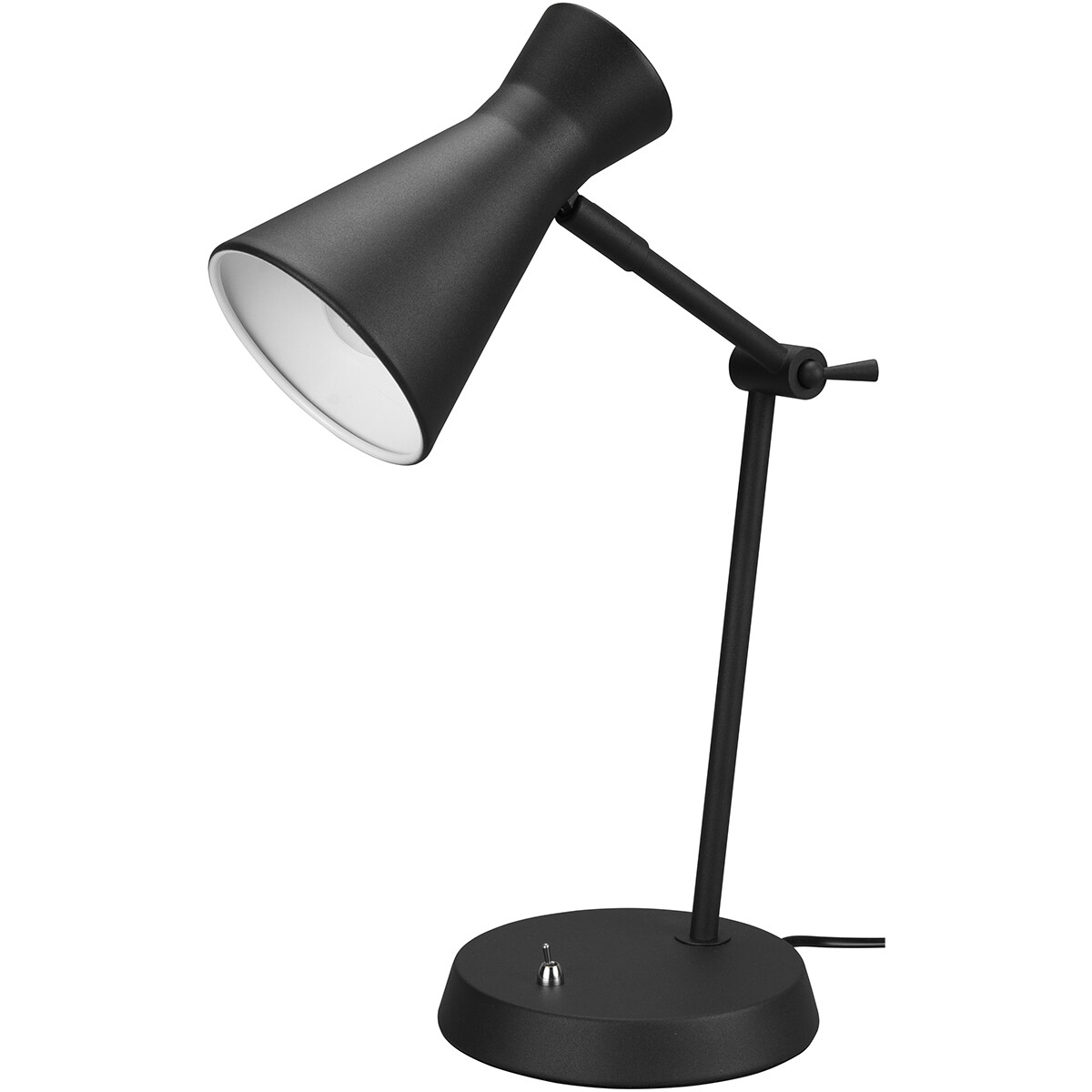 Lampe de bureau LED - Éclairage de Table - Trion Ewomi - Douille E27 - Rond - Mat Noir - Aluminium