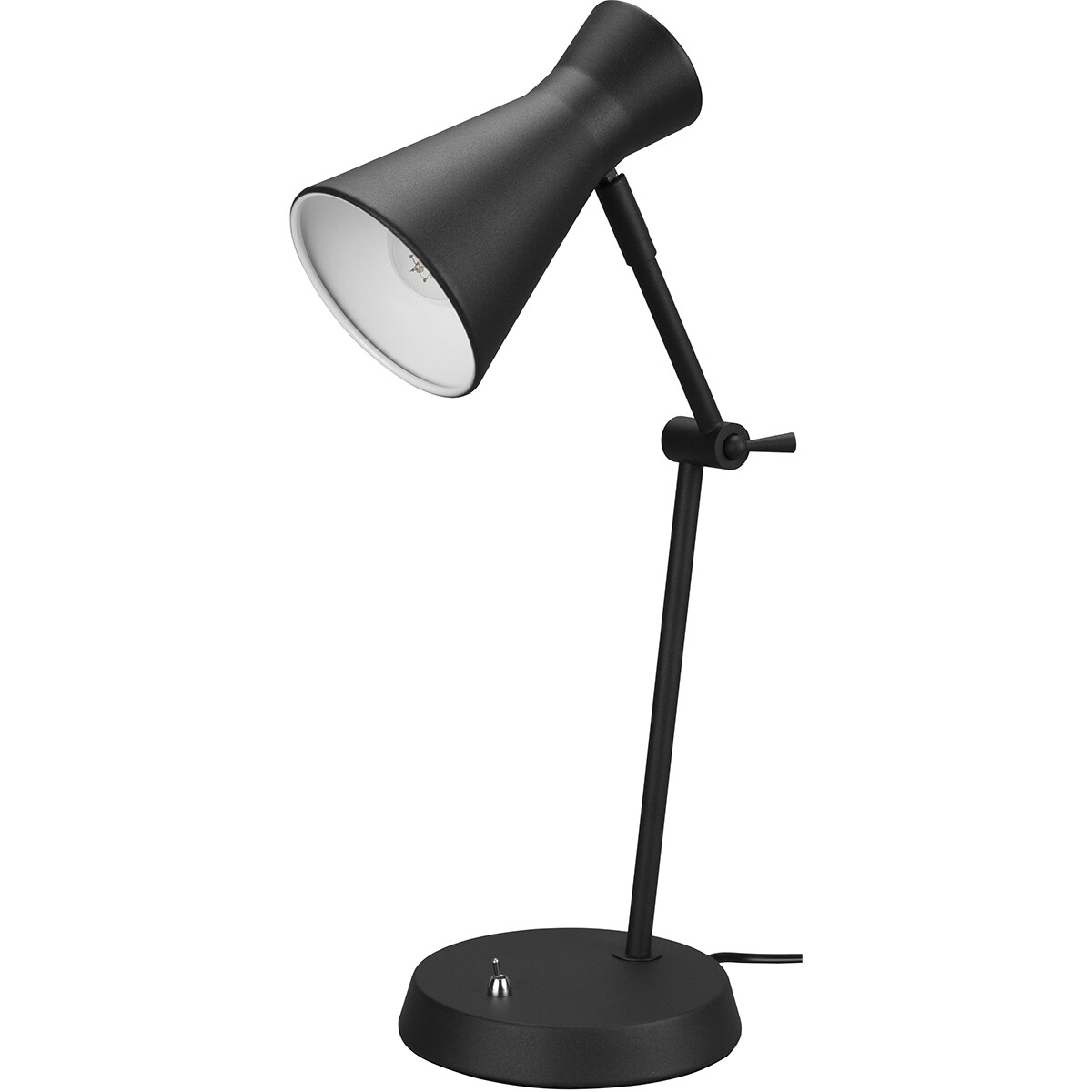 Lampe de bureau LED - Éclairage de Table - Trion Ewomi - Douille E27 - Rond - Mat Noir - Aluminium