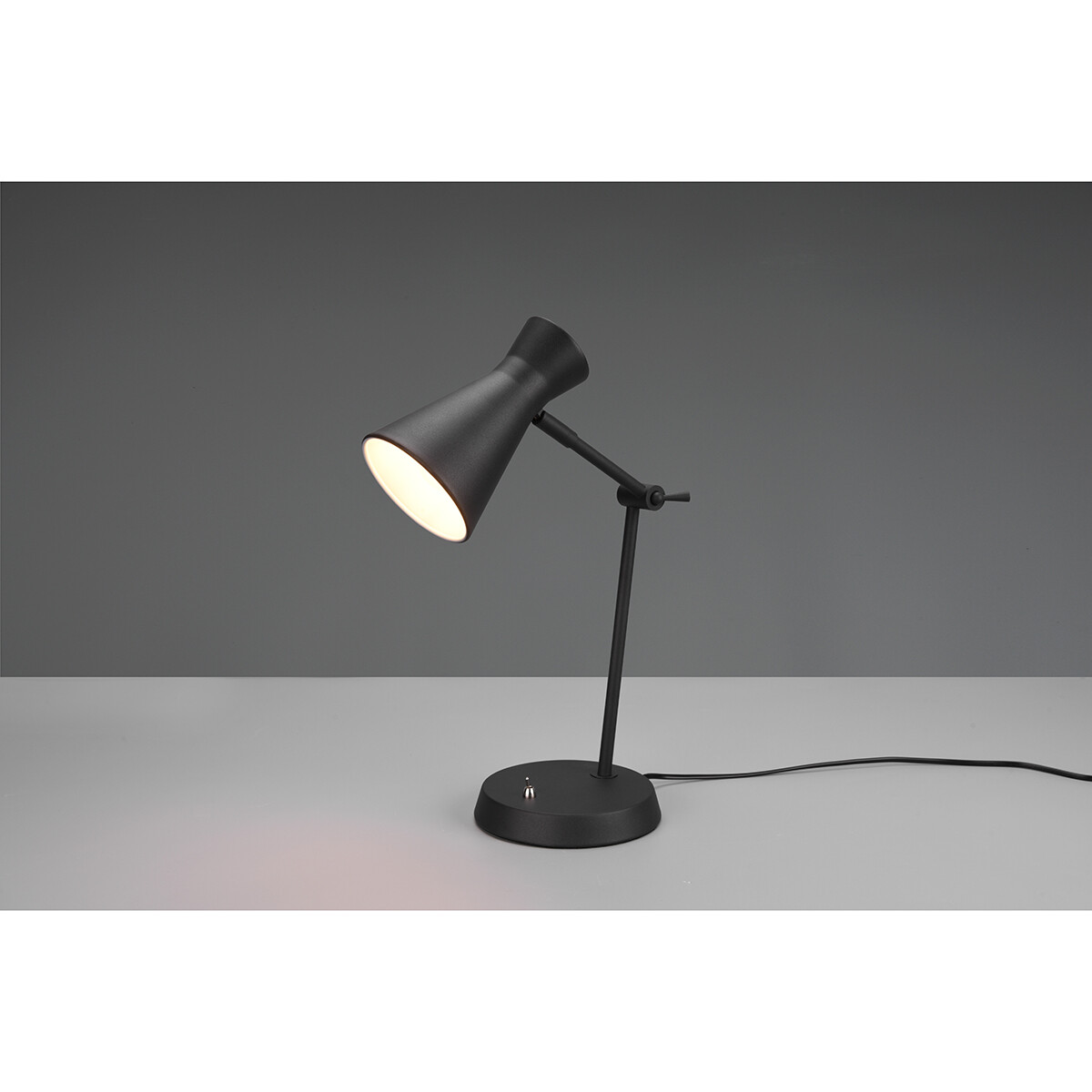 Lampe de bureau LED - Éclairage de Table - Trion Ewomi - Douille E27 - Rond - Mat Noir - Aluminium