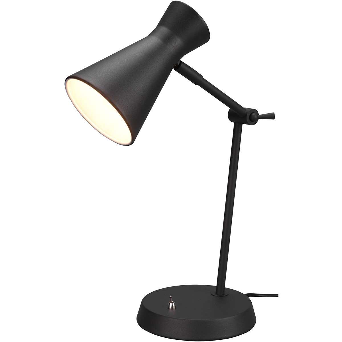 Lampe de bureau LED - Éclairage de Table - Trion Ewomi - Douille E27 - Rond - Mat Noir - Aluminium