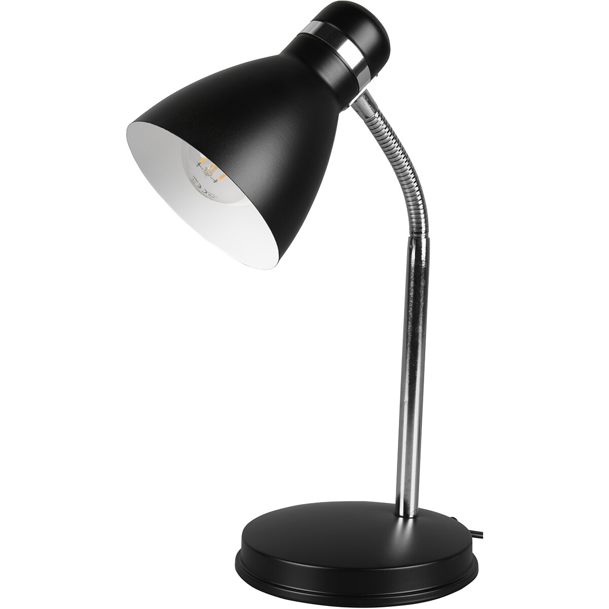 Lampe de bureau LED - Éclairage de Table - Trion Himaya - Douille E27 - Rond - Mat Noir - Aluminium